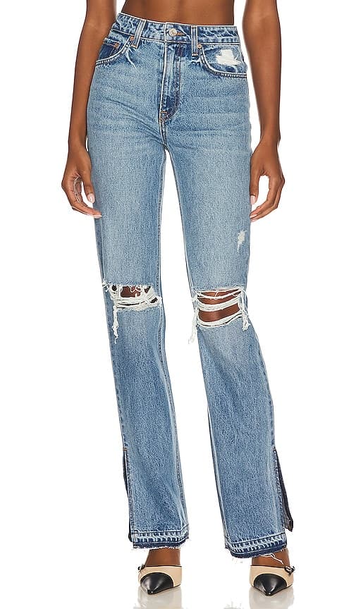Harlow High Rise With Slit Hem In Blue Diamond - Image 1