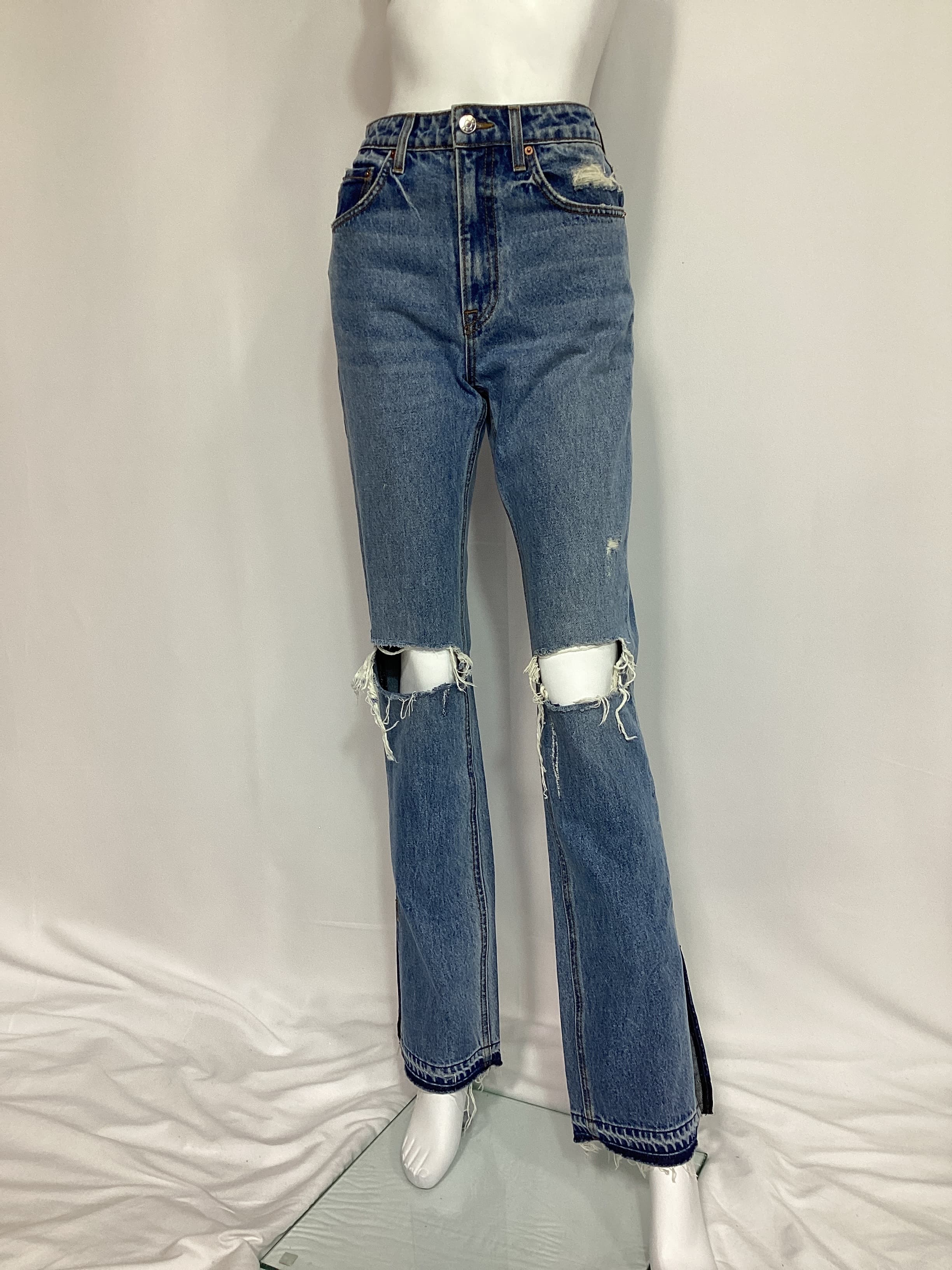 Harlow High Rise With Slit Hem In Blue Diamond - Image 2