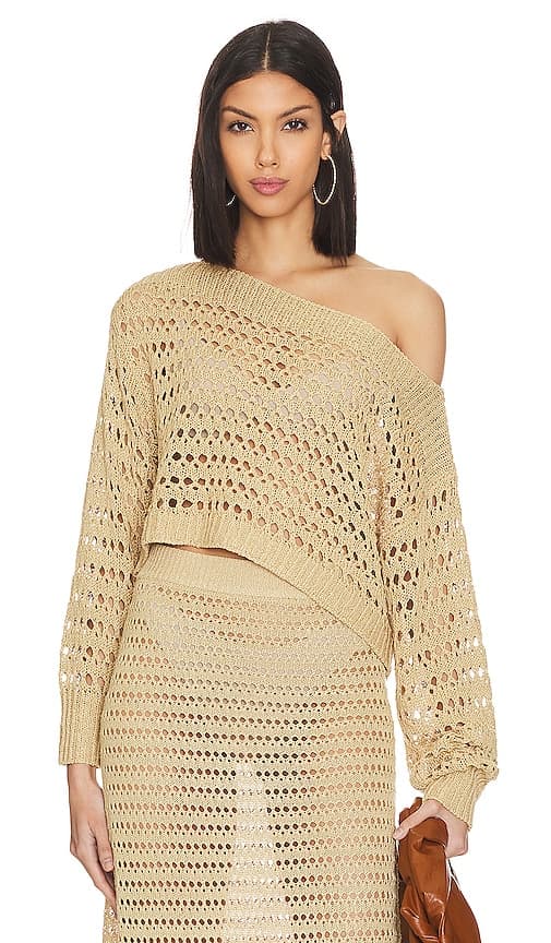 Jalisa Open Stitch Sweater In Tan - Image 1