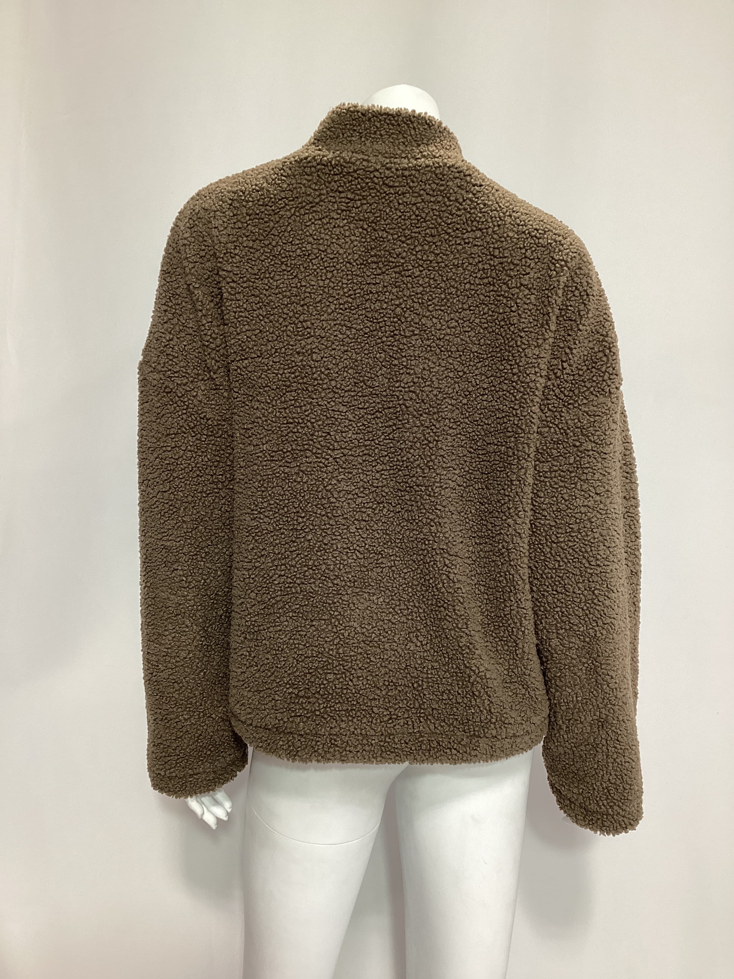 Sherpa Half Zip Pullover In Brown - Image 4