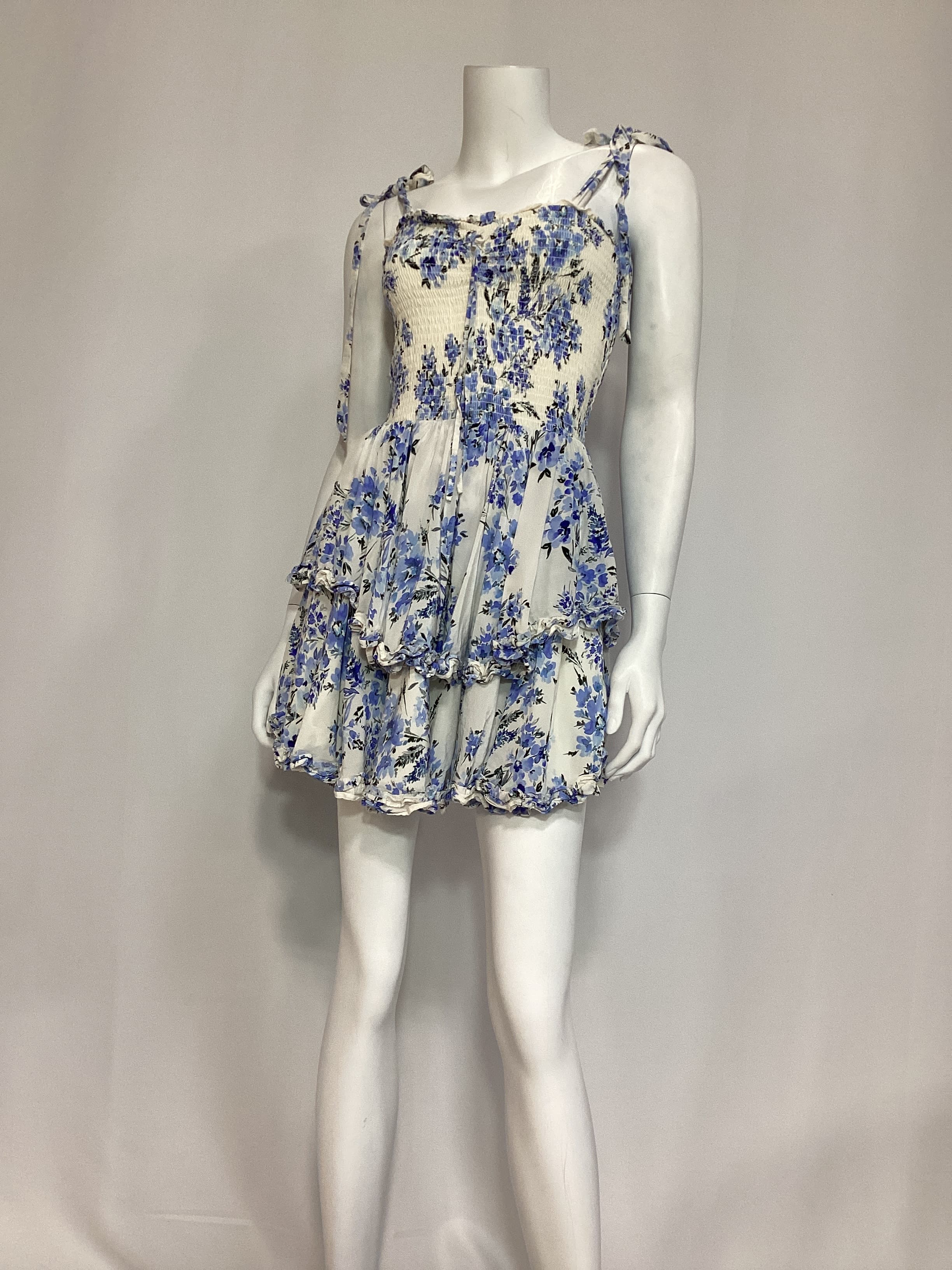 Elise Mini Dress In Positano Blue - Image 4
