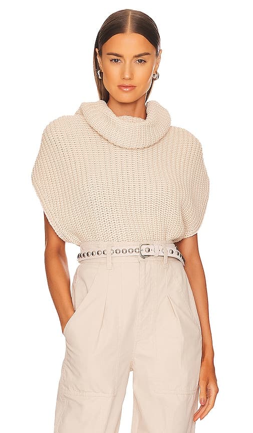 Sleeveless Turtleneck Sweater In Cream - Image 1