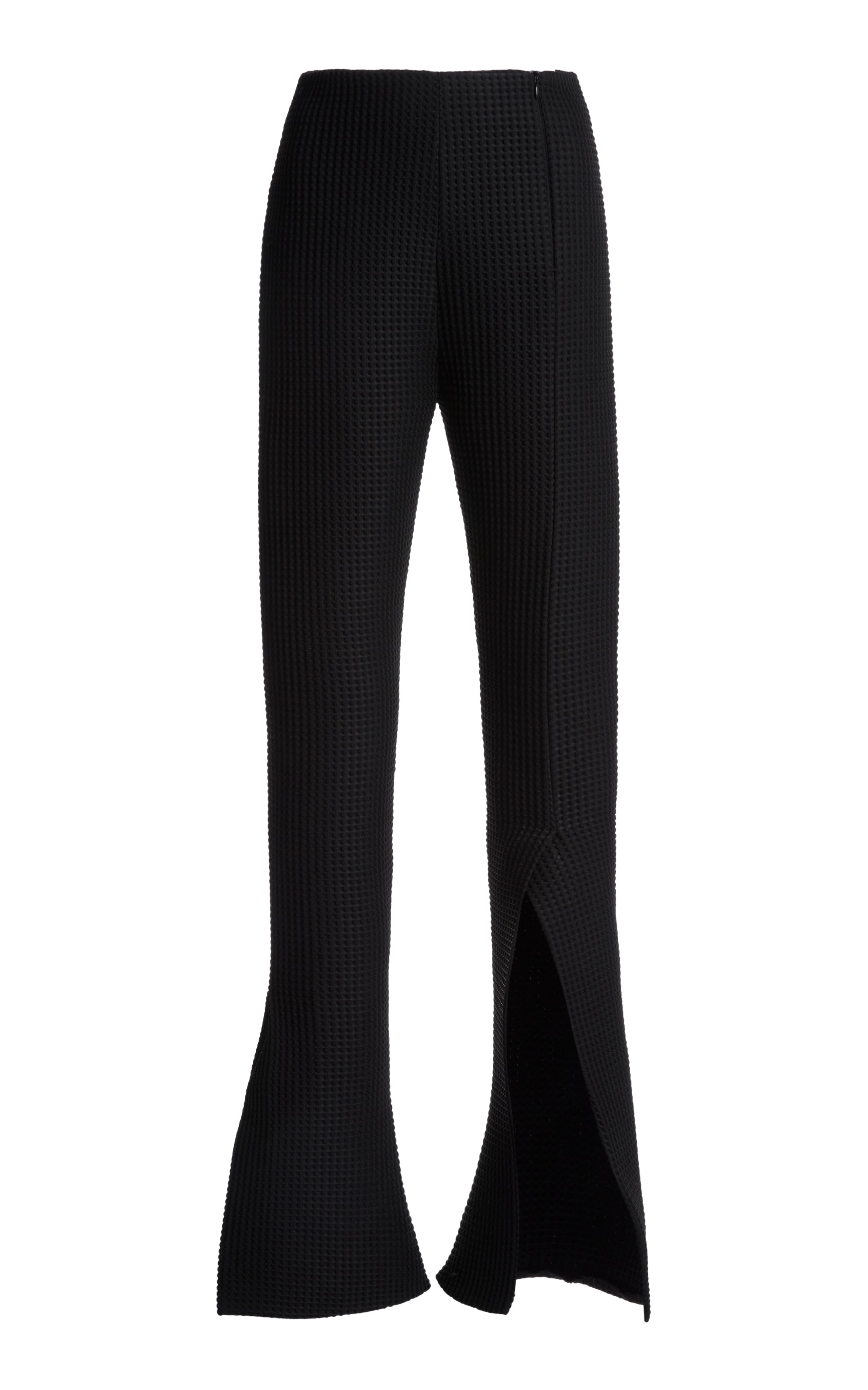 Asymmetric Slit-Detailed Waffle Knit - Image 1