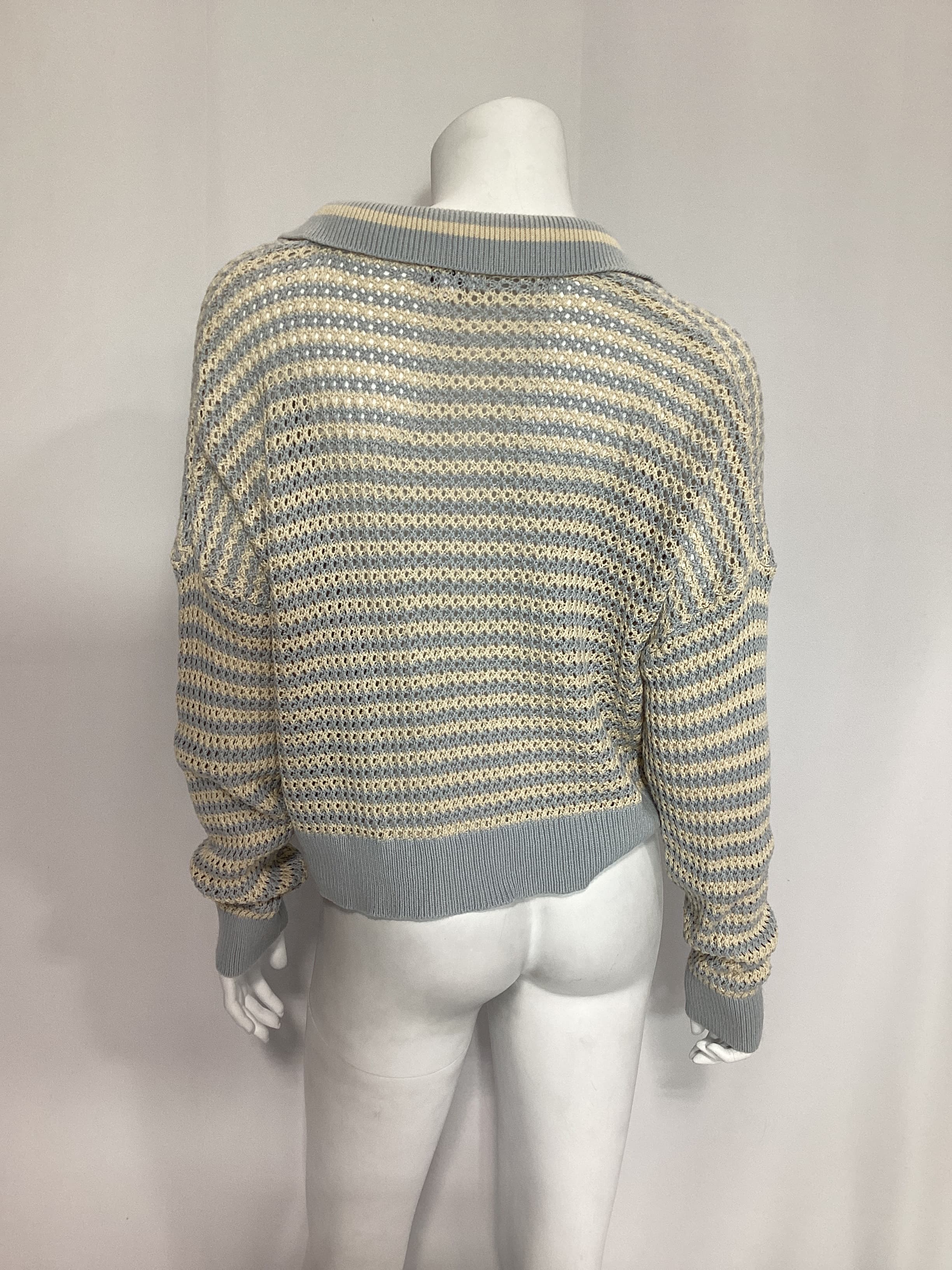 Stripe Polo Pullover Sweater In Iceberg Multi - Image 2