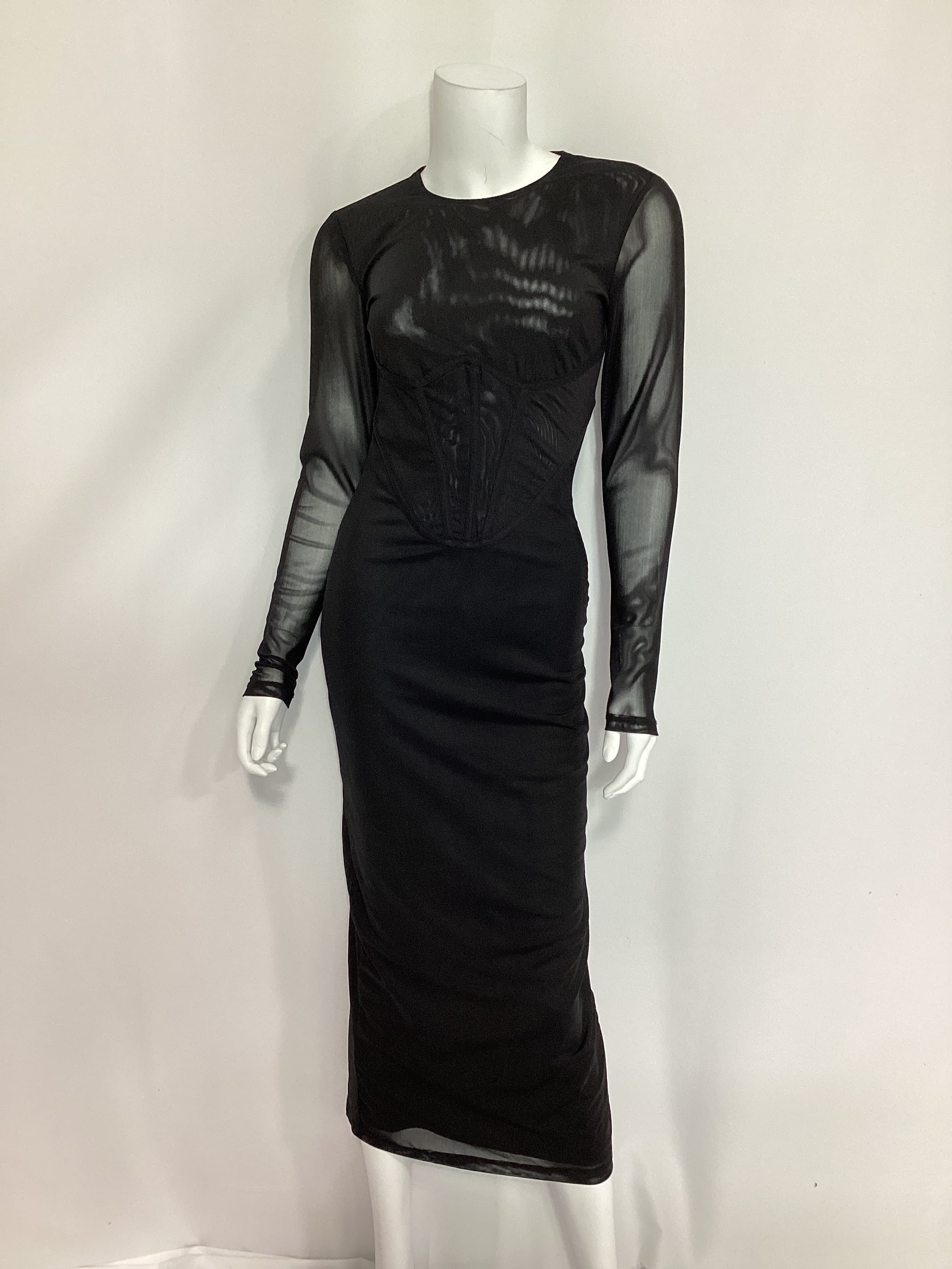 Sensei Mesh Midi Dress In Black - Image 4