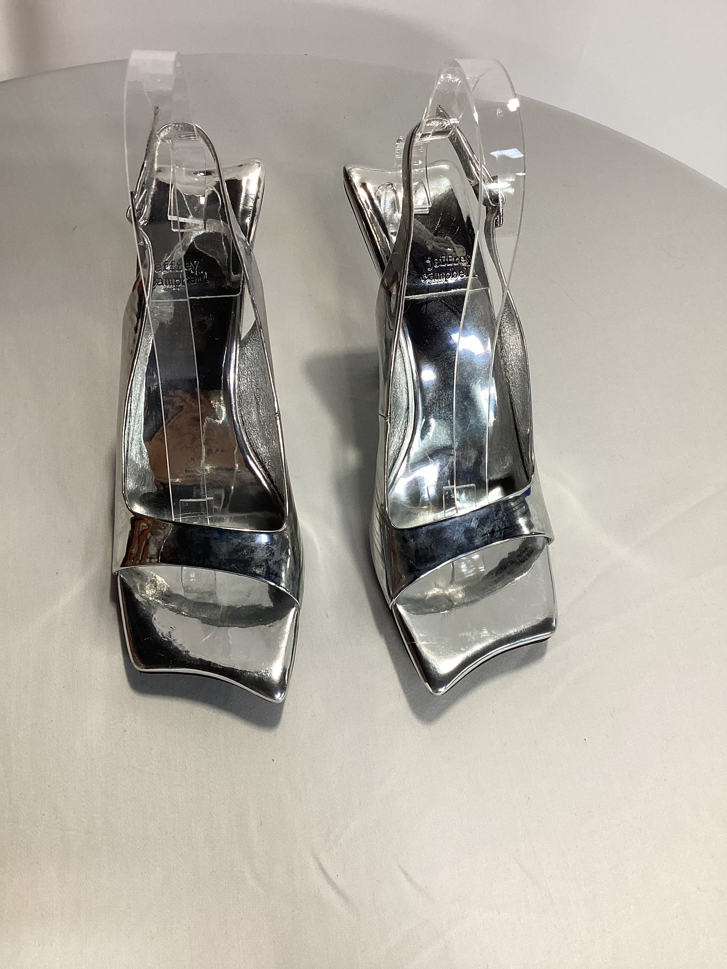 Surrealist Sling Back In Silver Patent - Image 2