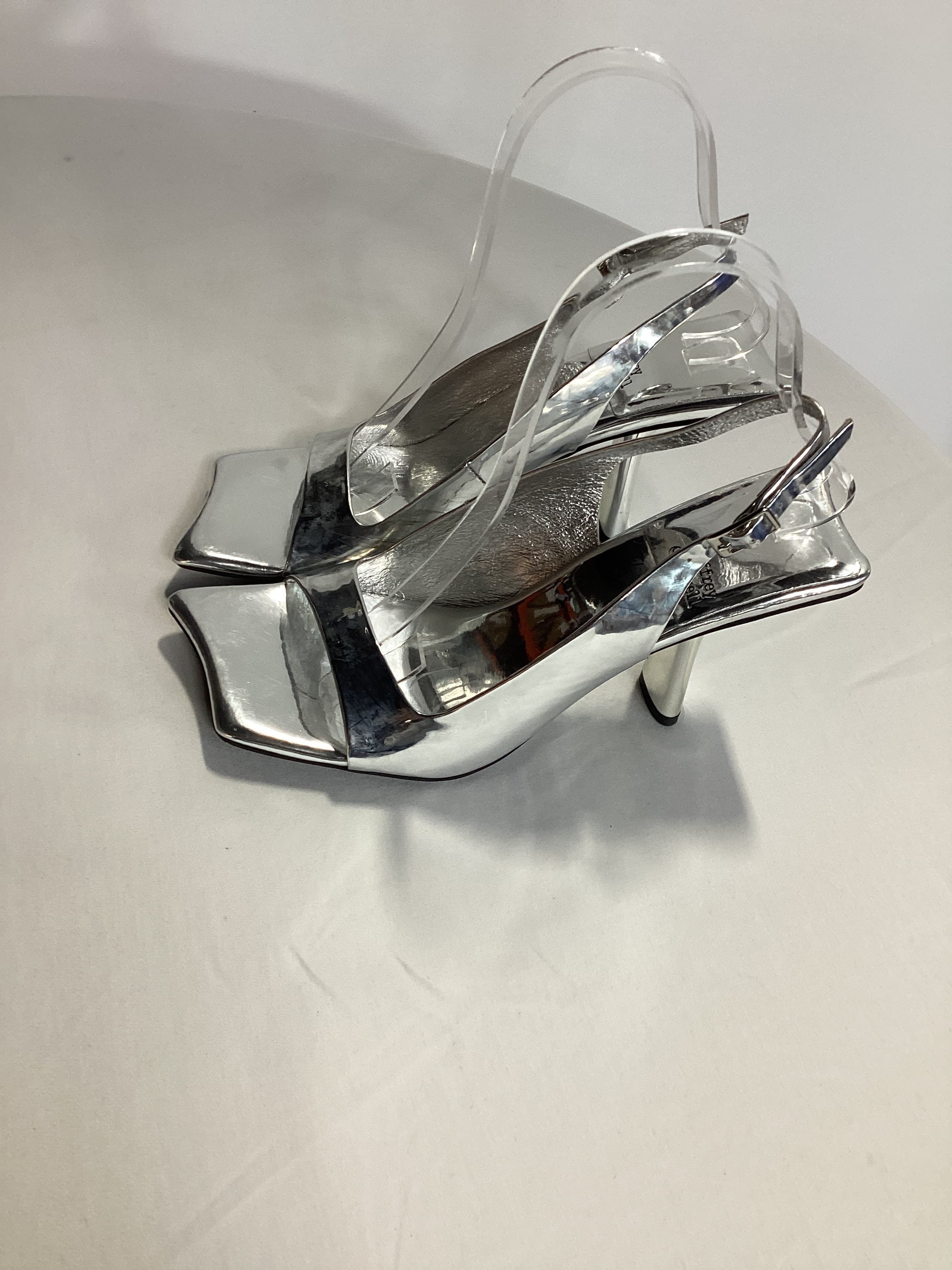 Surrealist Sling Back In Silver Patent - Image 3