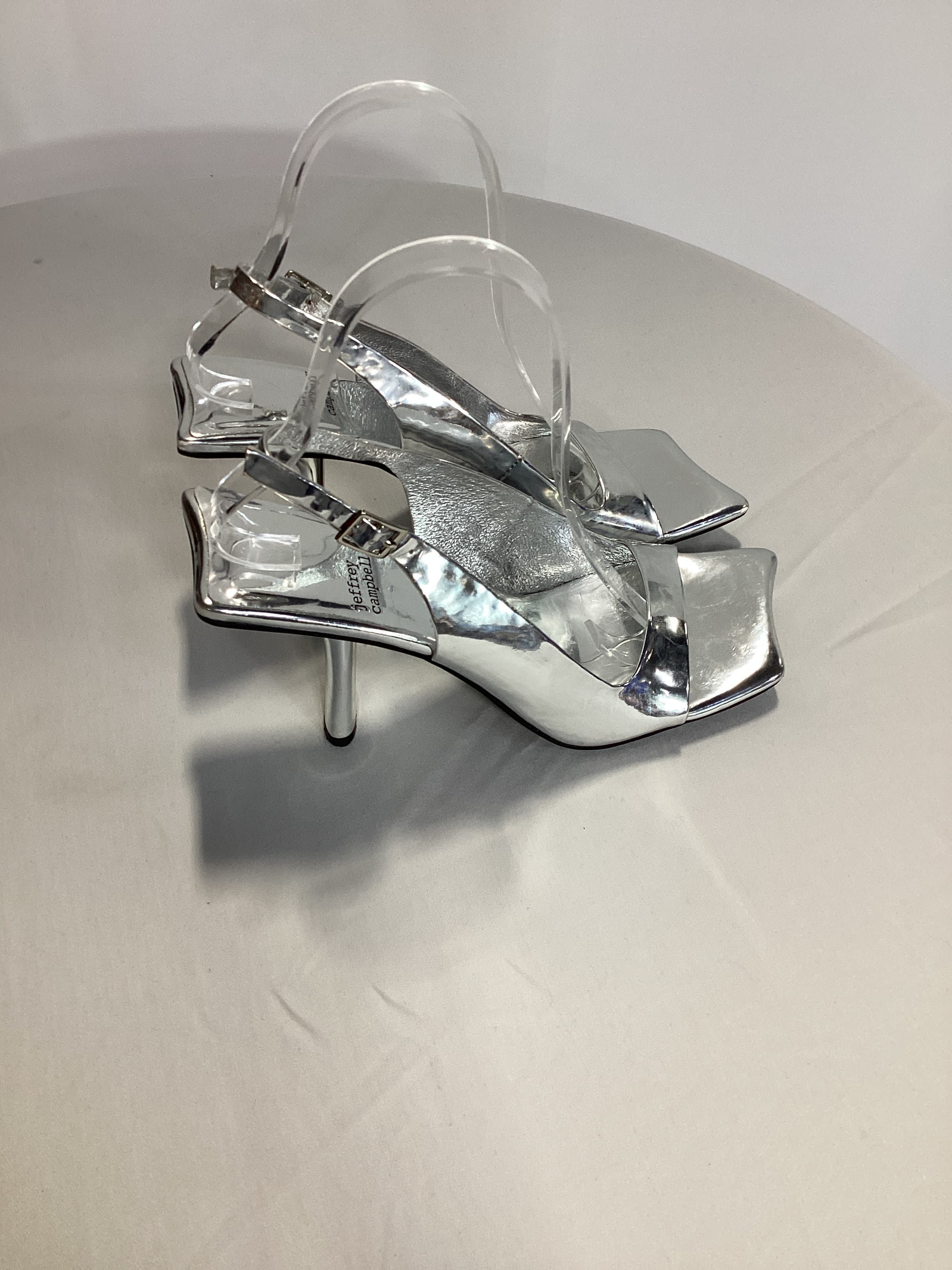 Surrealist Sling Back In Silver Patent - Image 4