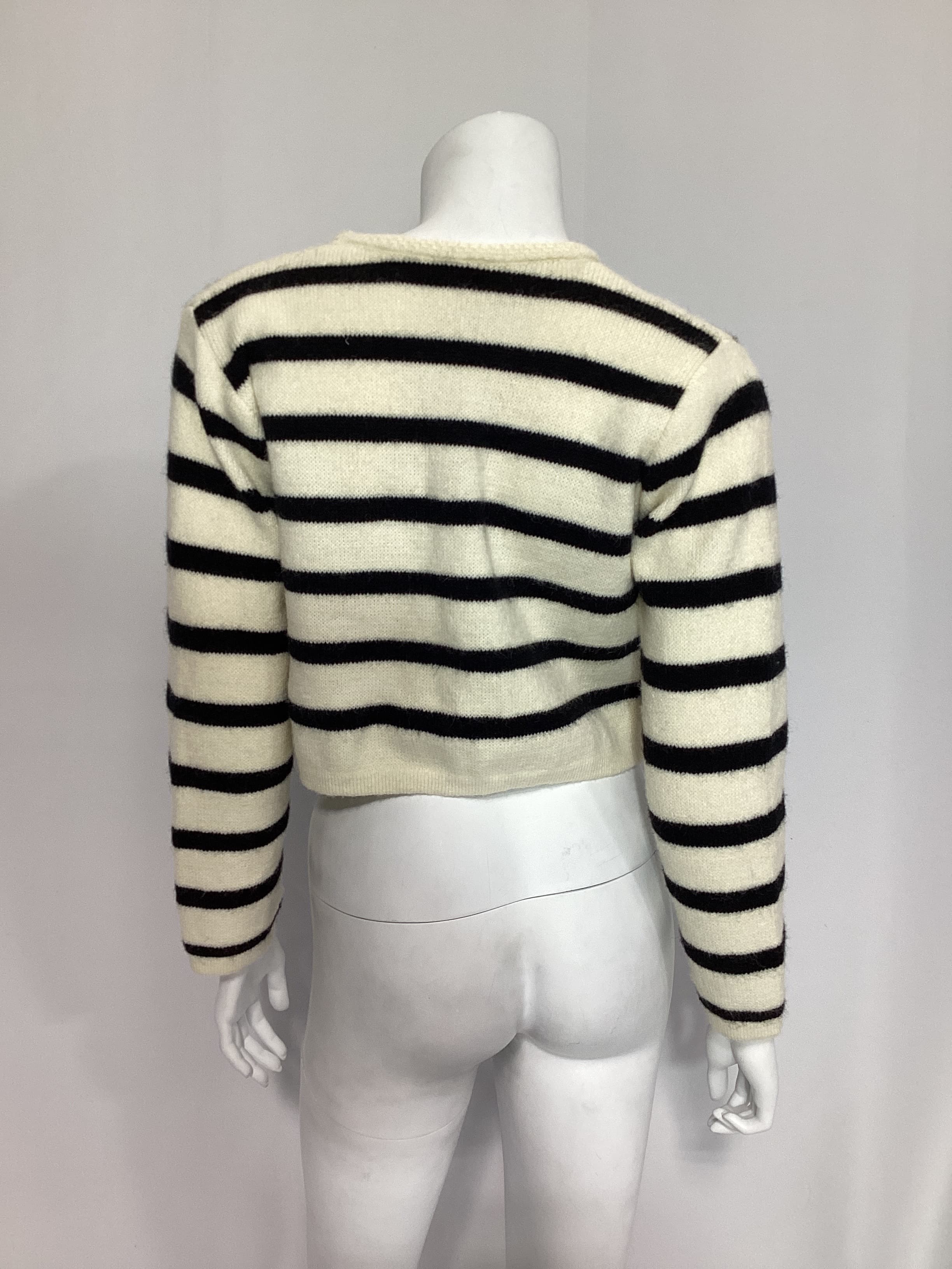 Benni Stripe Cardigan In Cream & Black - Image 2