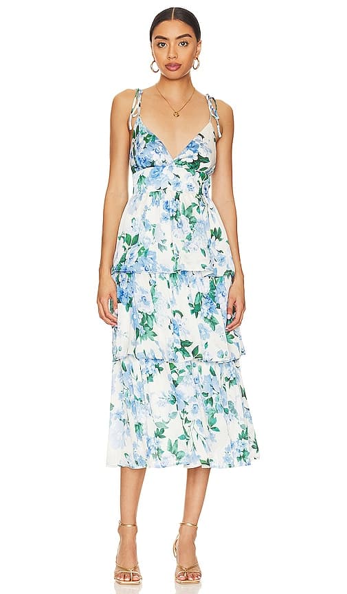 Lisette Midi Dress In Blue Multi - Image 1