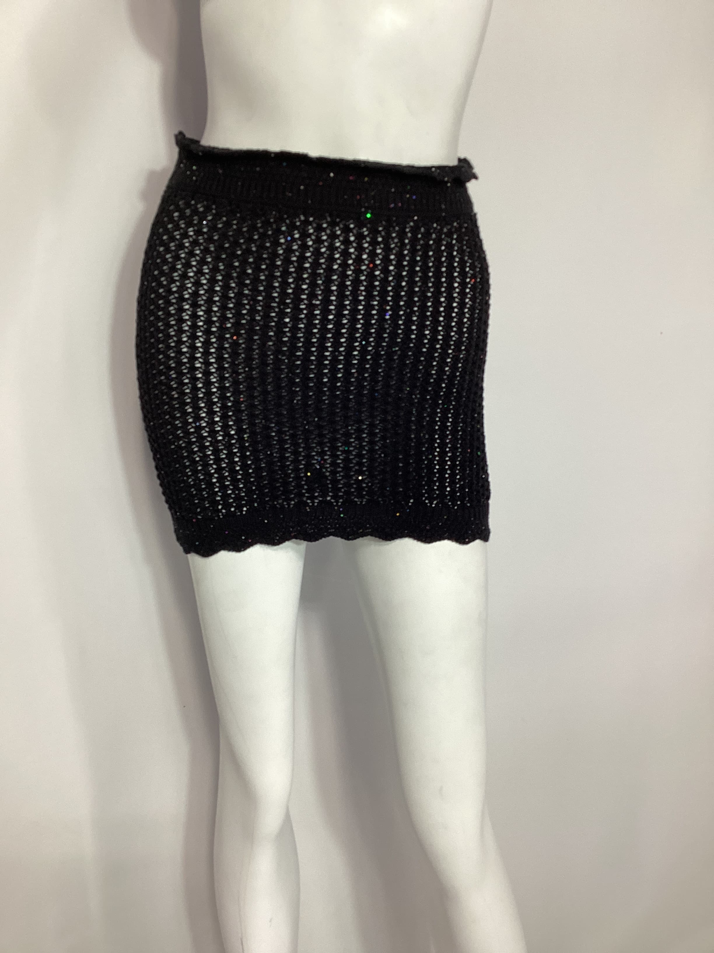 Renata Knit Shimmer Skirt In Black - Image 3