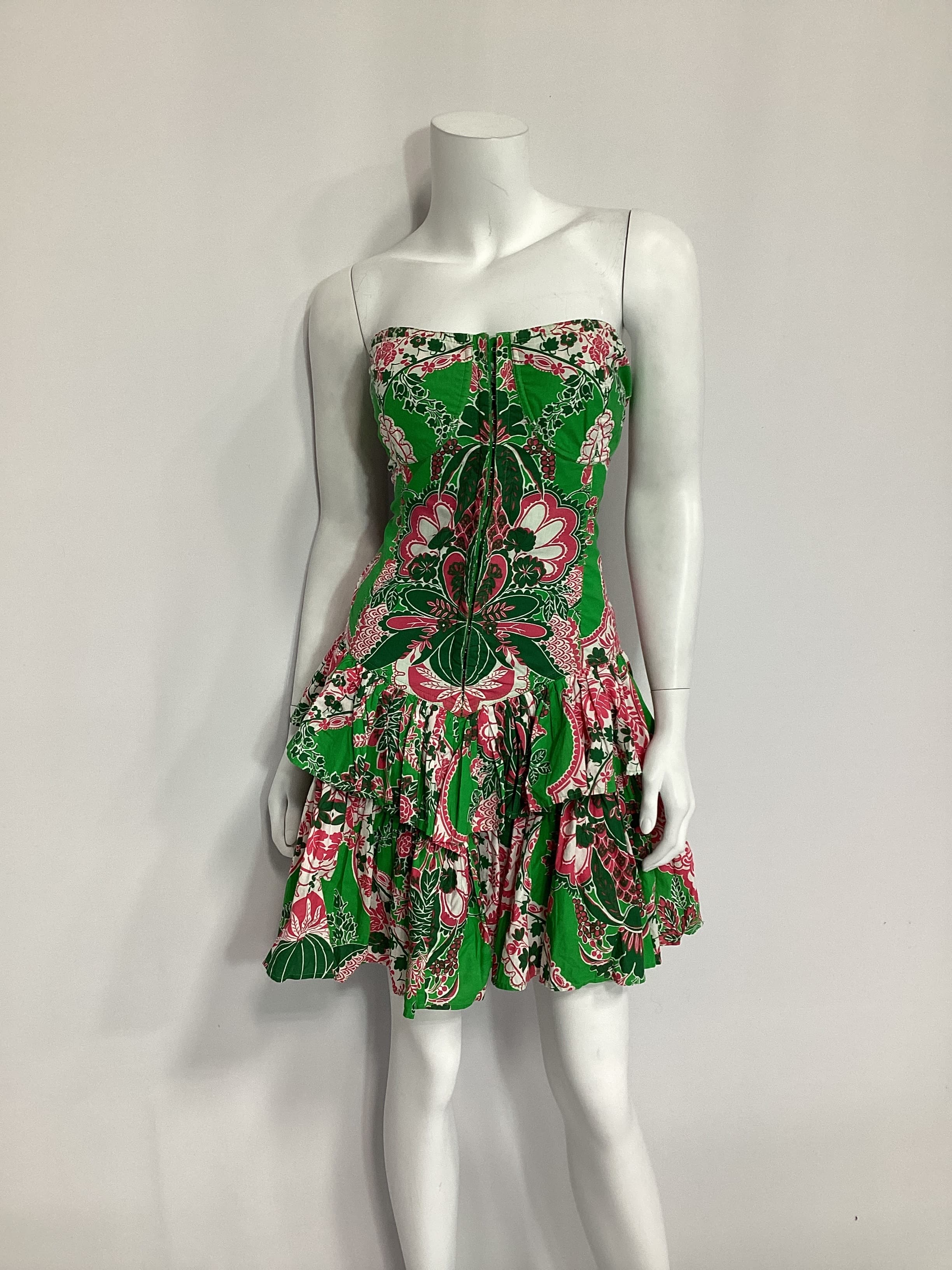 Adella Dress In Clementine Green Print - Image 2