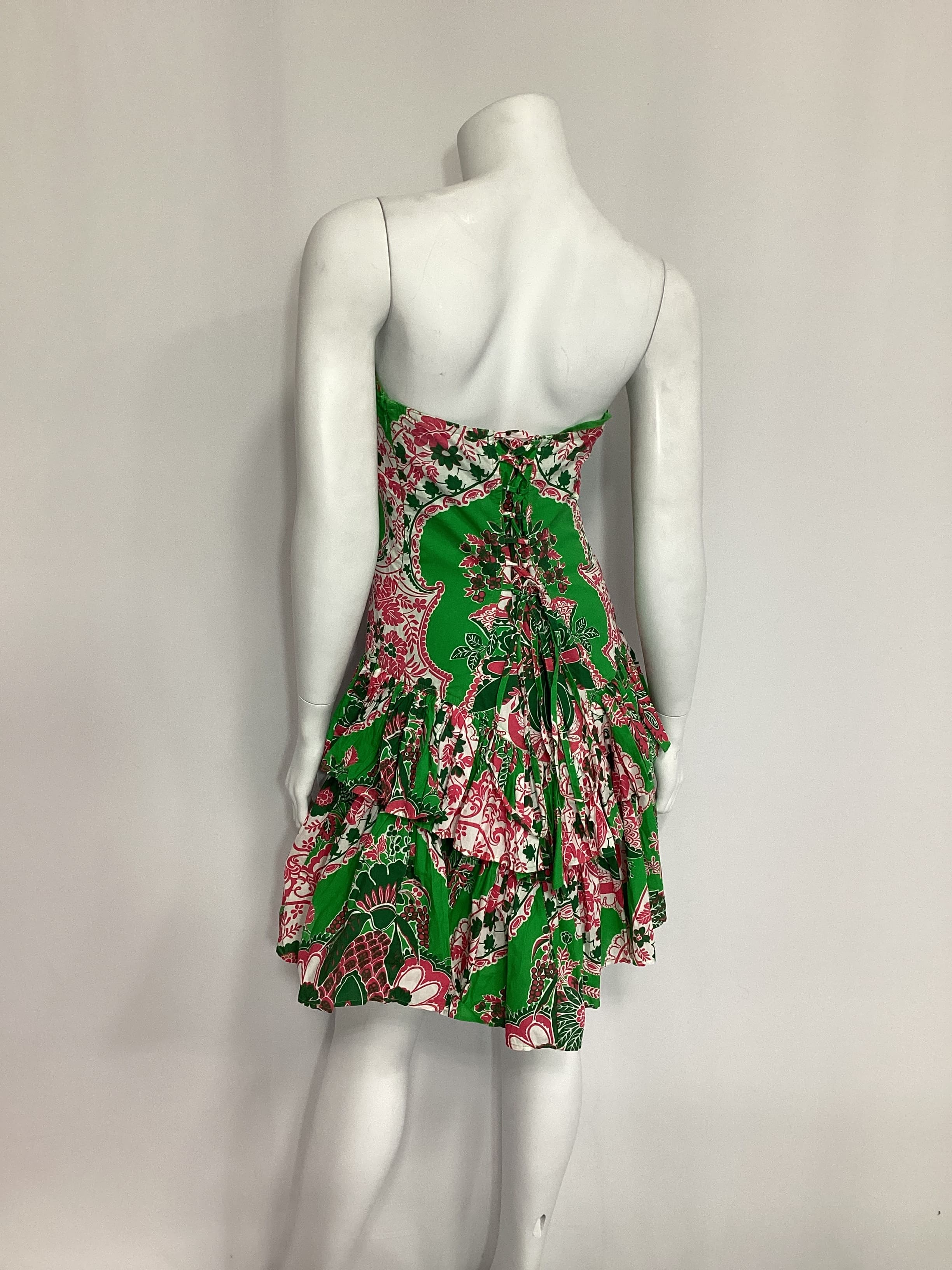 Adella Dress In Clementine Green Print - Image 3