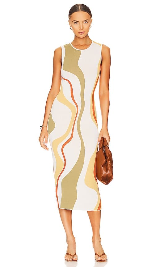 Ziggy Knitted Midi Dress In Abstract - Image 1