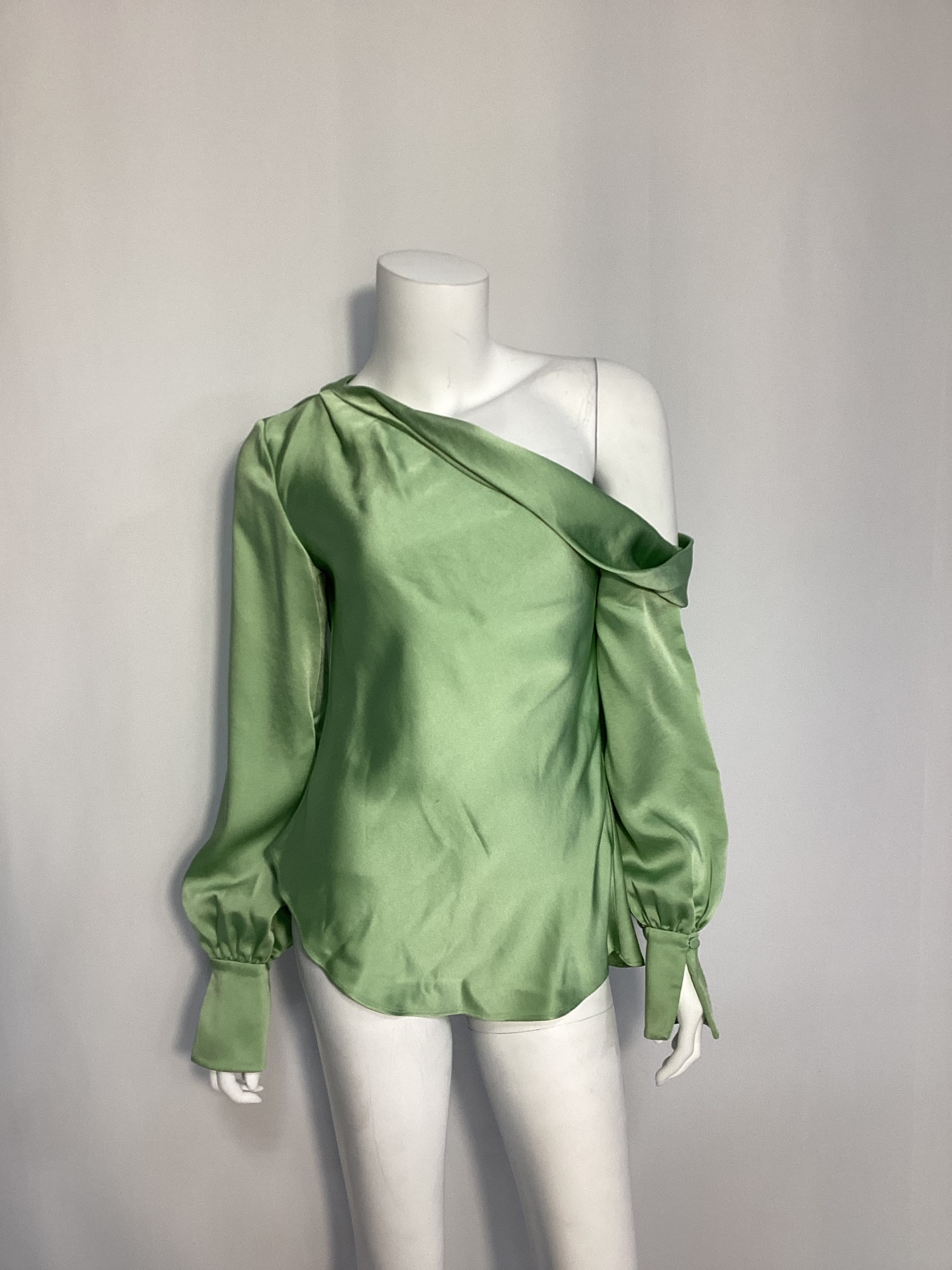 Alice One Shoulder Top In Celery - Image 2