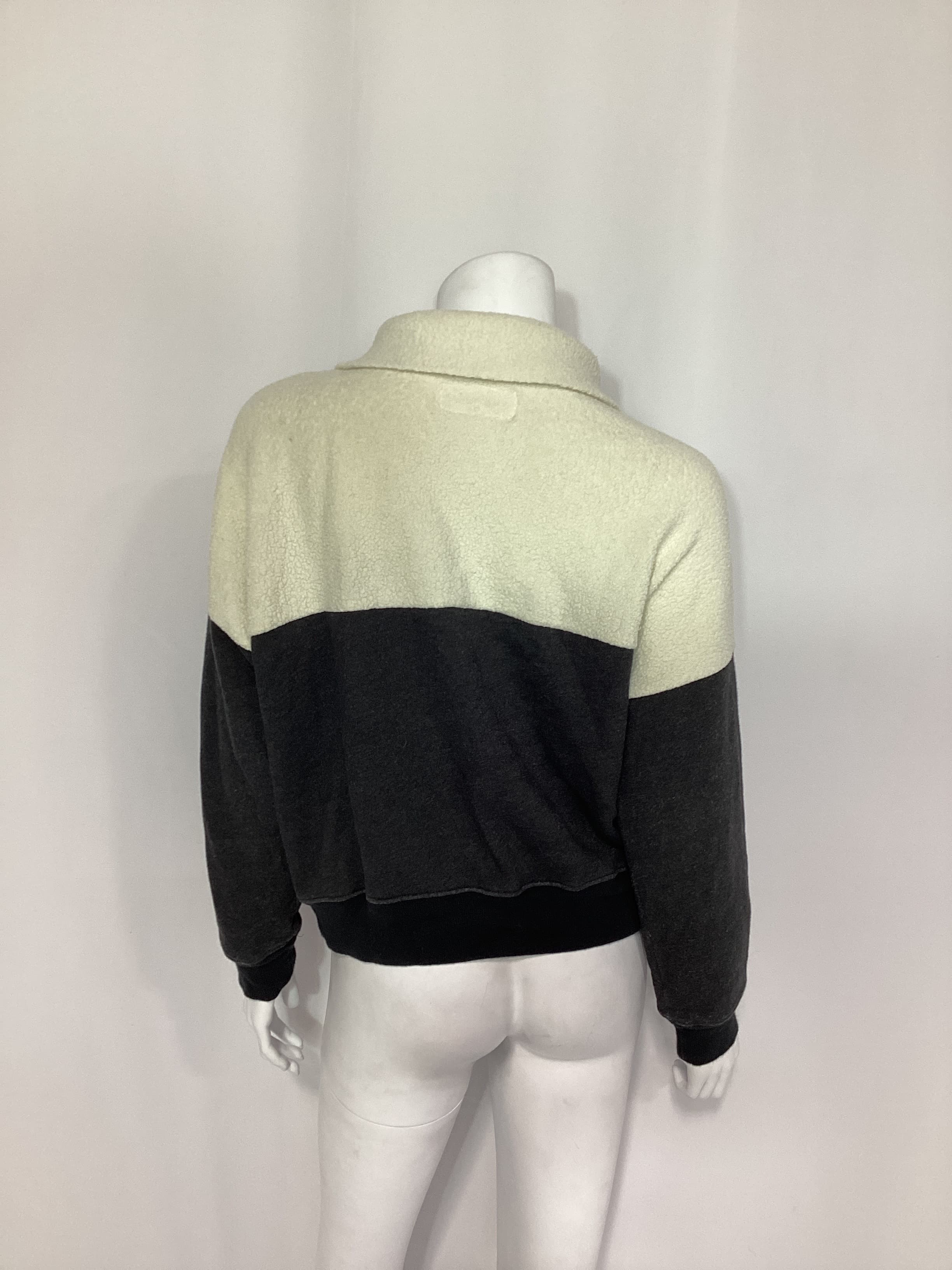 The Colorblock Fleece Half-Zip Pullover In Almost Black & Washed White - Image 2