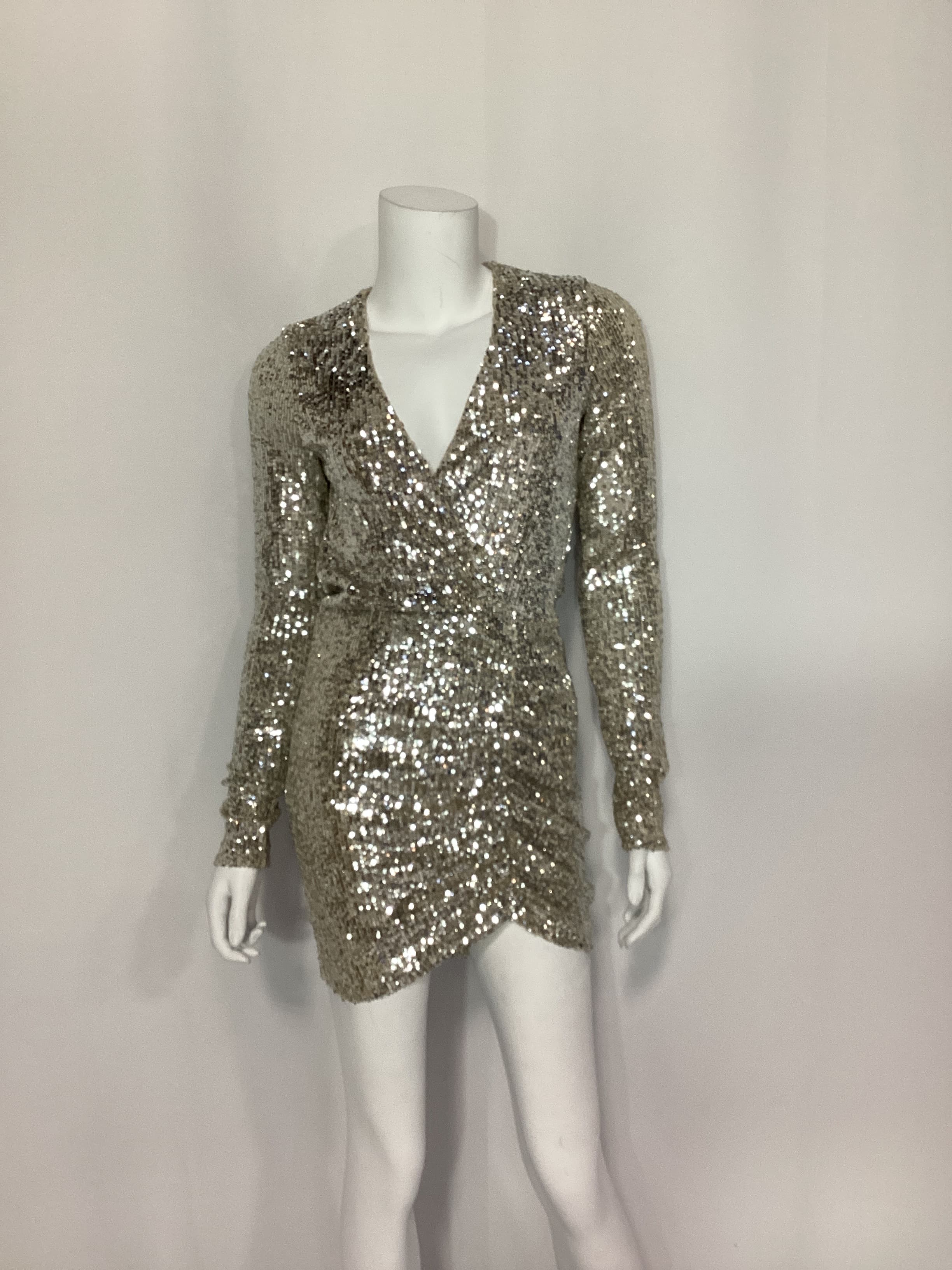 Party Hop Dress In Platinum Sequins - Image 2