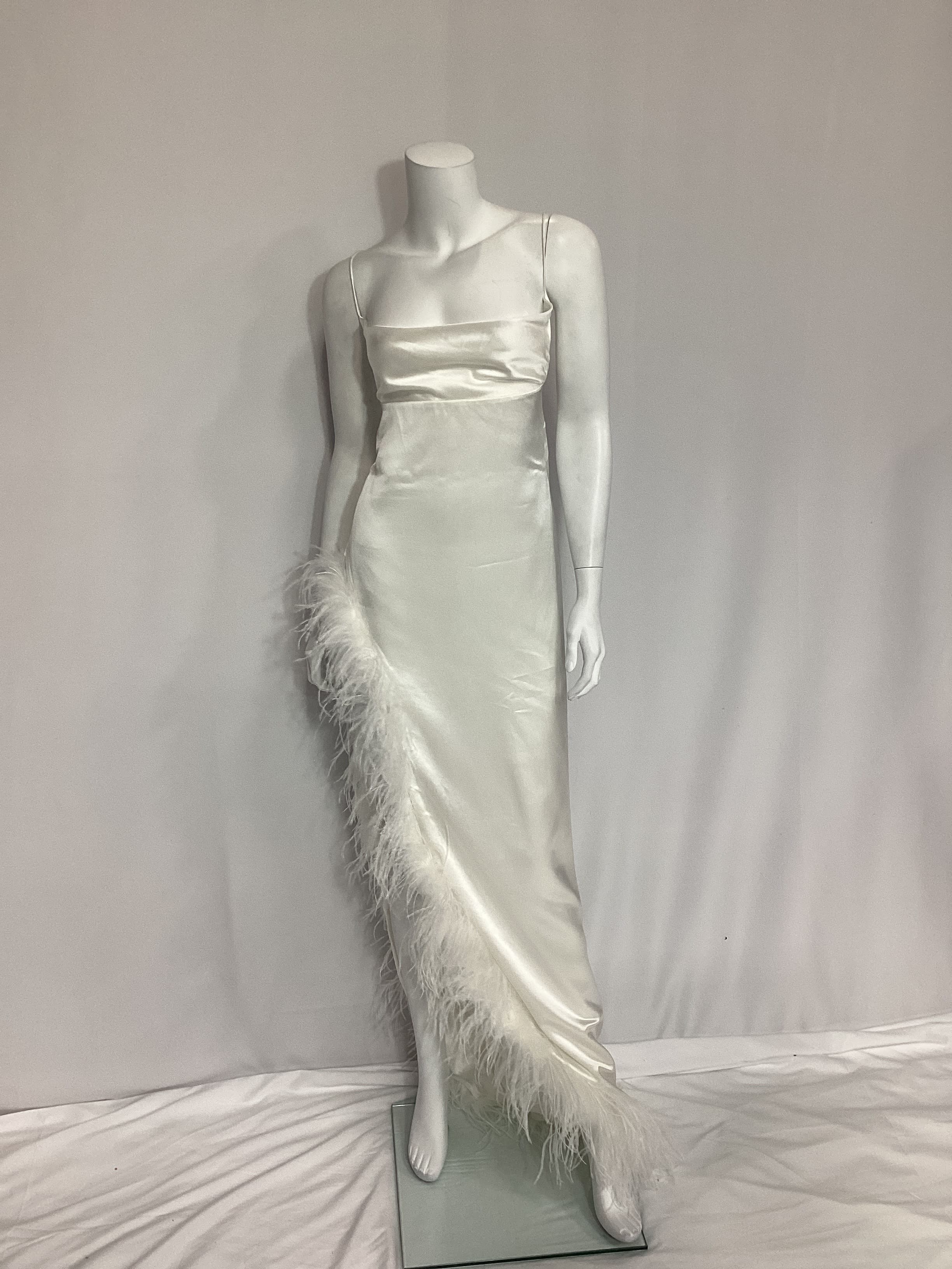 Priscilla Feather Dress In White - Image 3