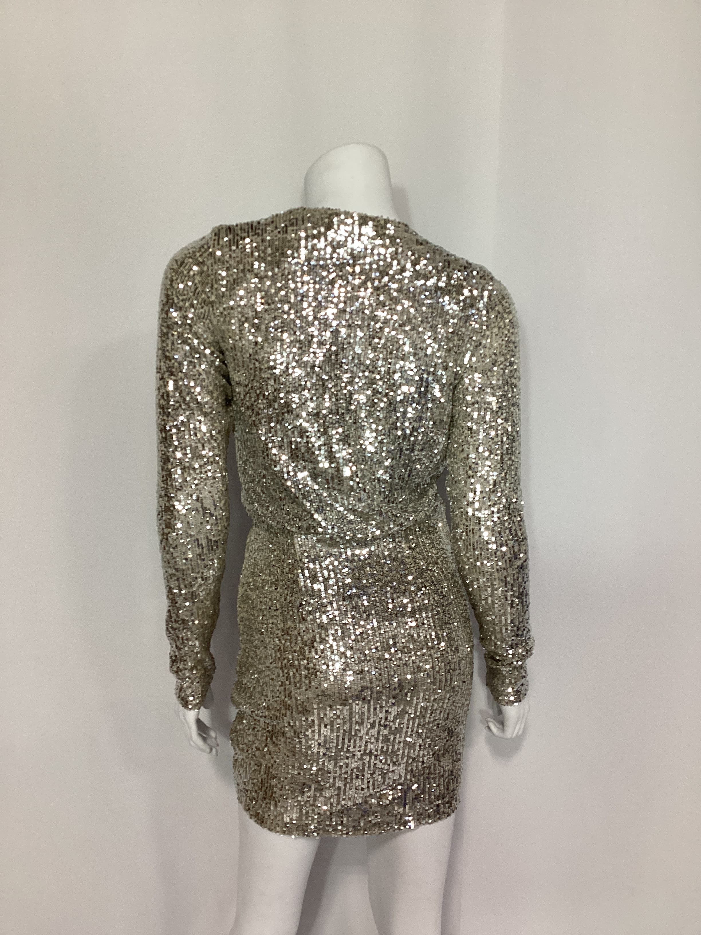 Party Hop Dress In Platinum Sequins - Image 3