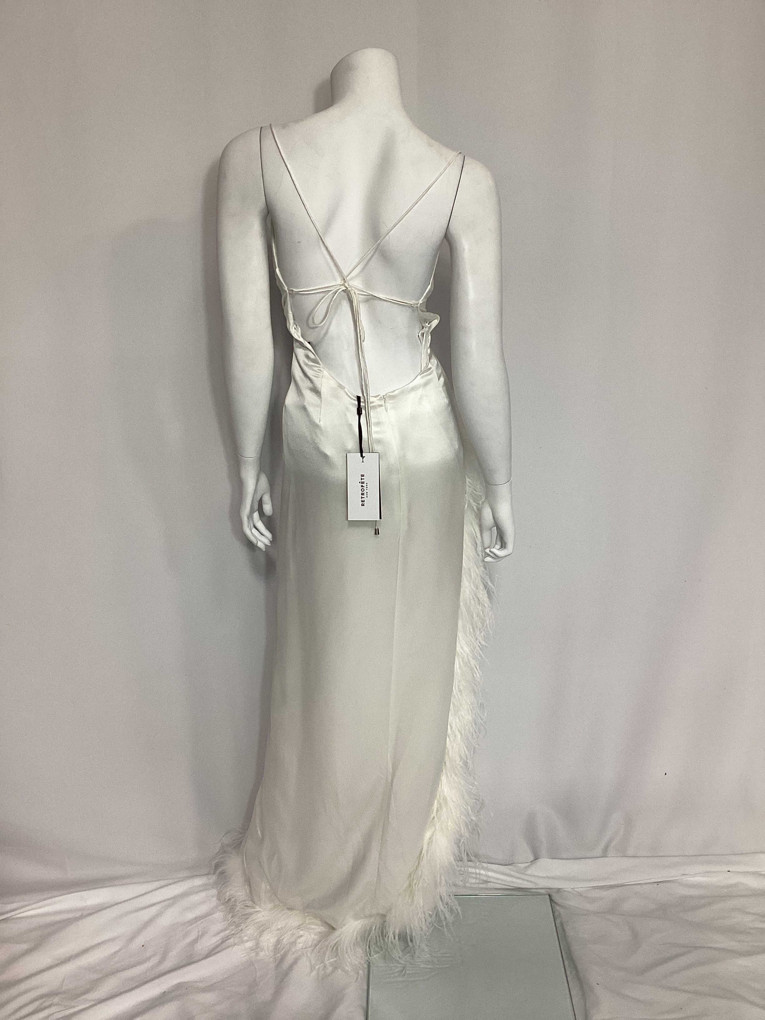 Priscilla Feather Dress In White - Image 4