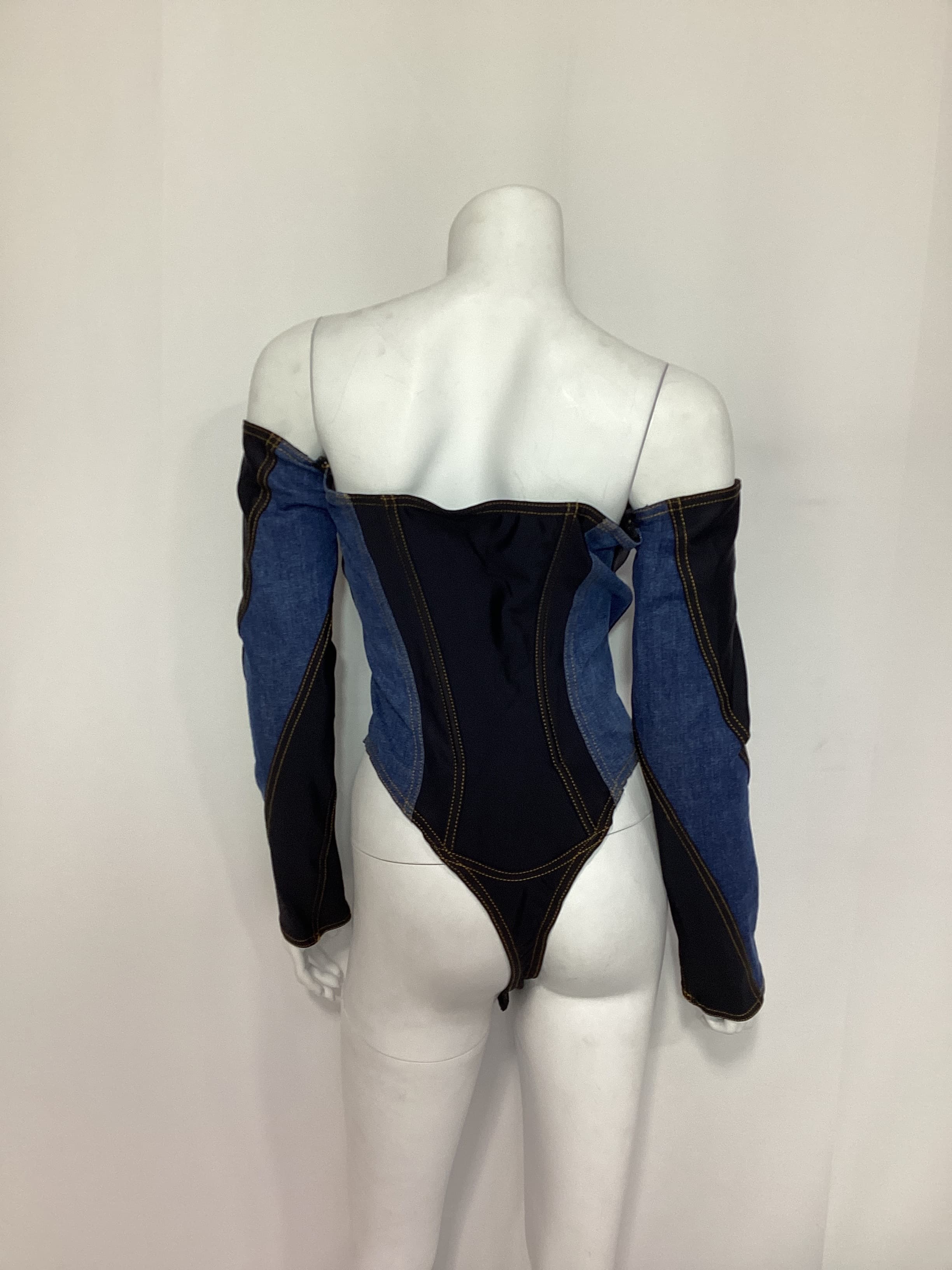 Off-Shoulder Denim Bodysuit - Image 2