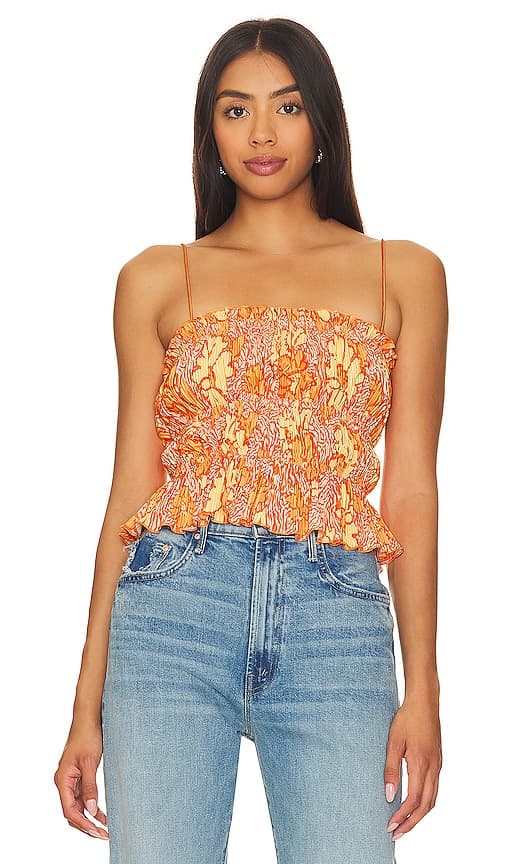 Mura Top In Orange Floral - Image 1