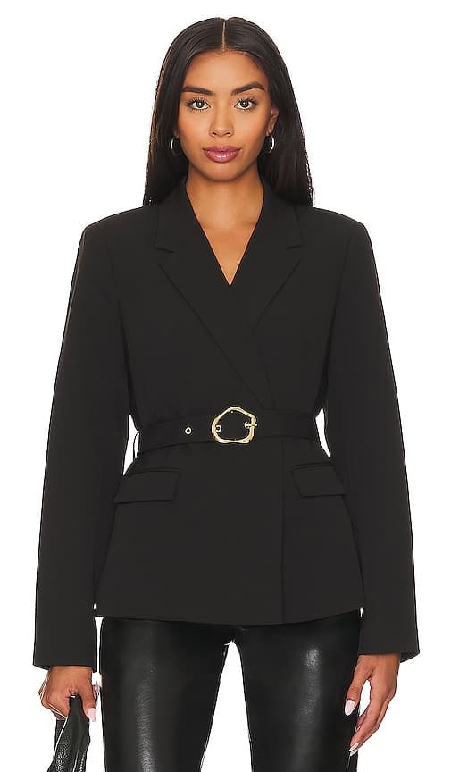 Belted Blazer In Black - Image 1
