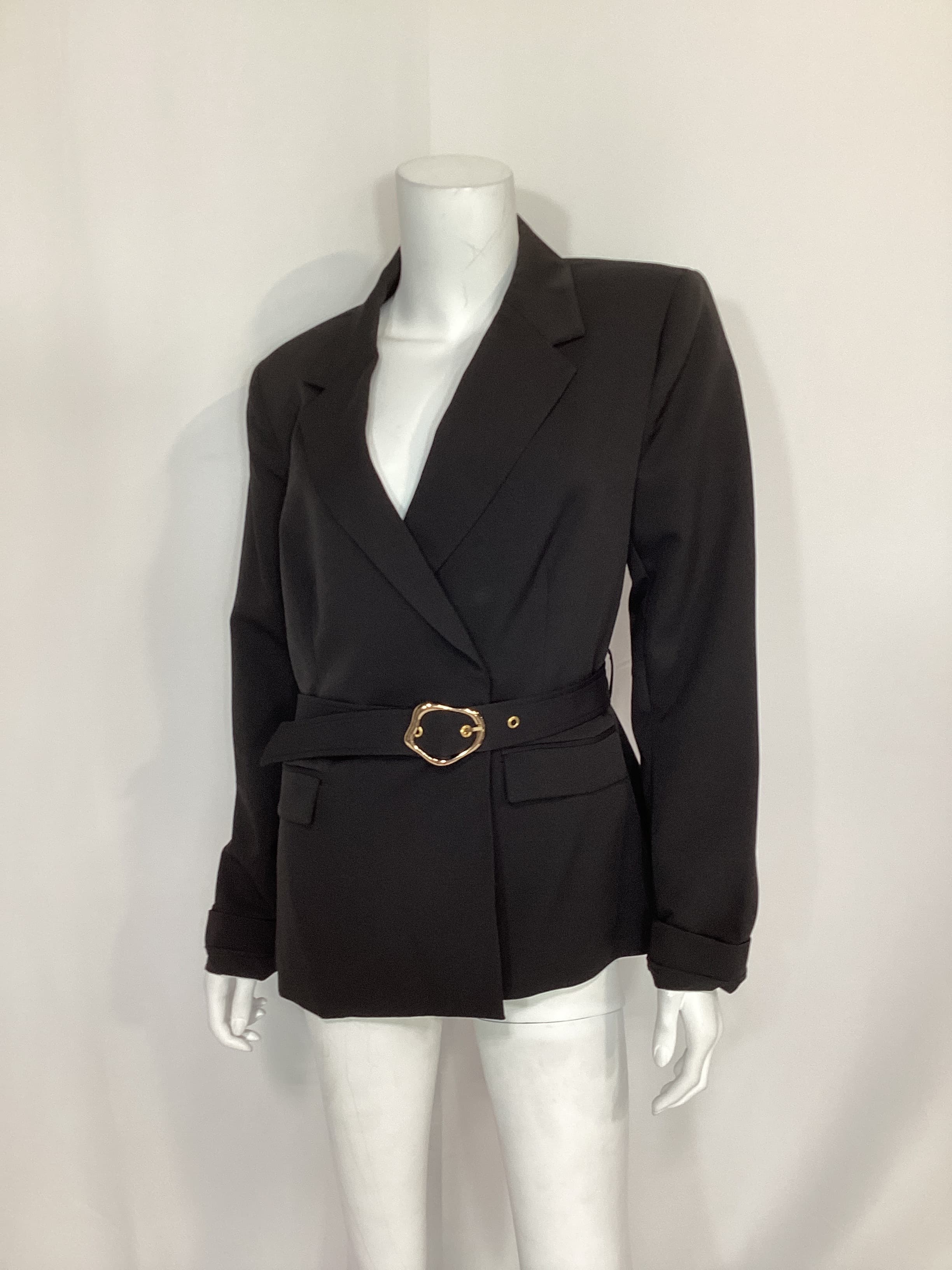 Belted Blazer In Black - Image 2
