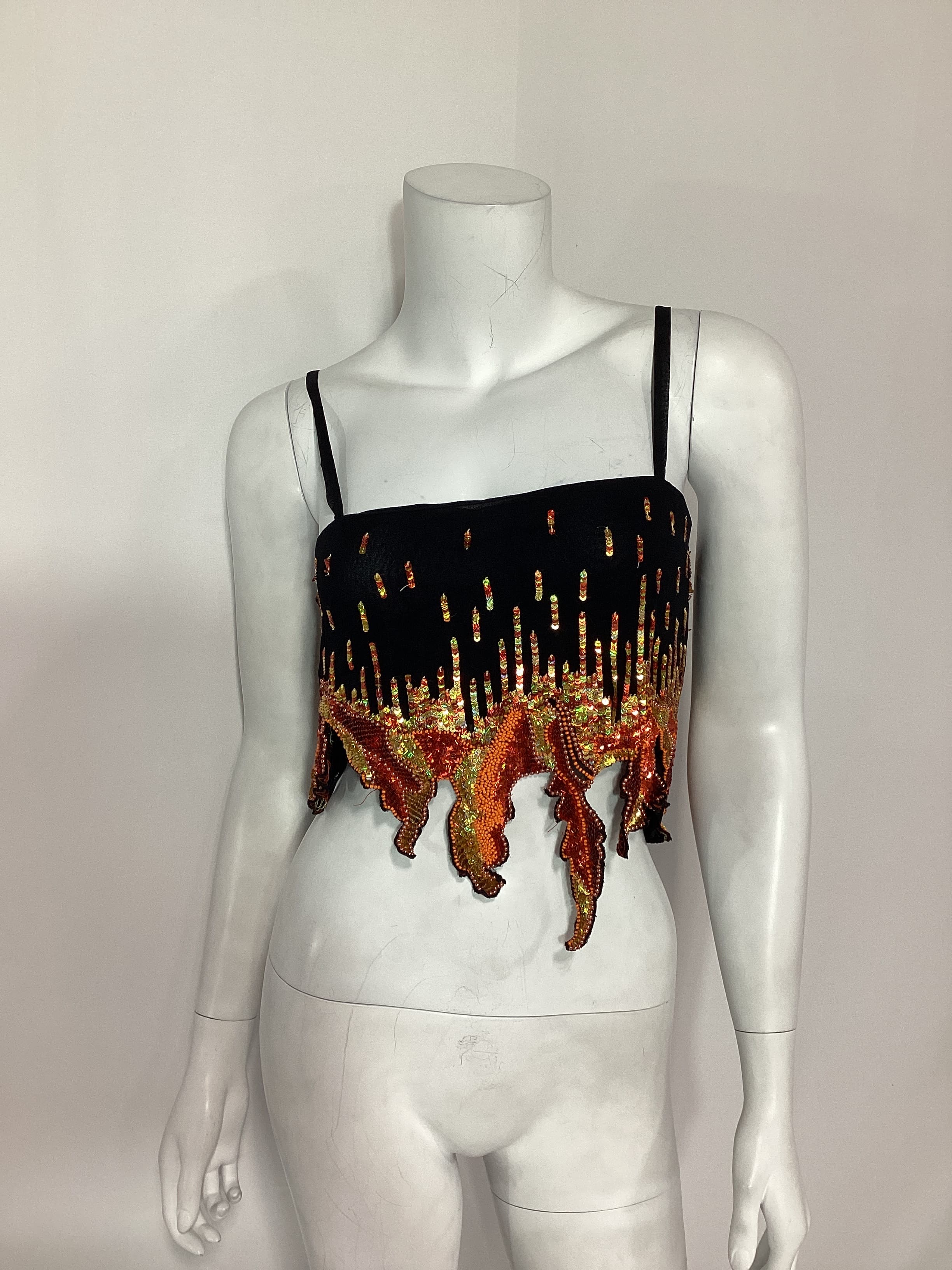 Sequin Crop Top In Vibrant Orange - Image 3