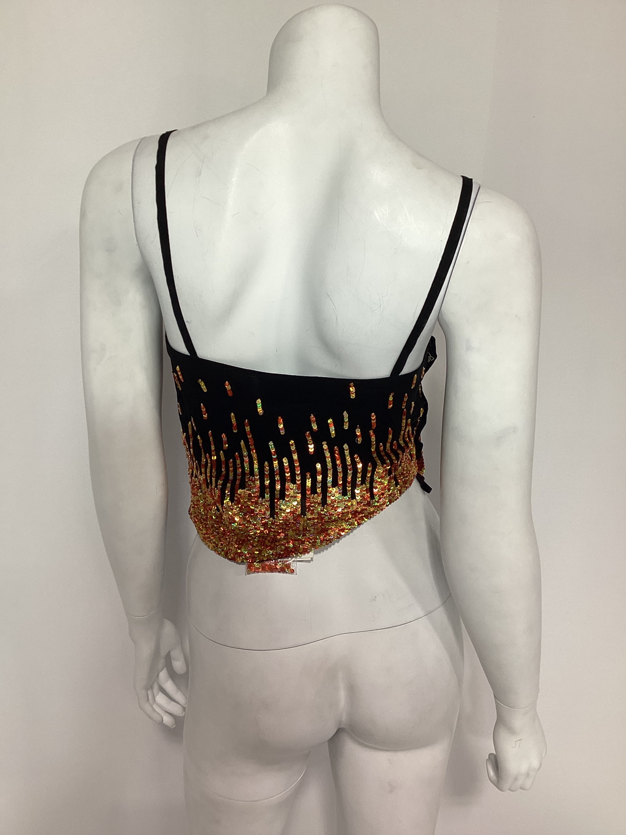 Sequin Crop Top In Vibrant Orange - Image 4