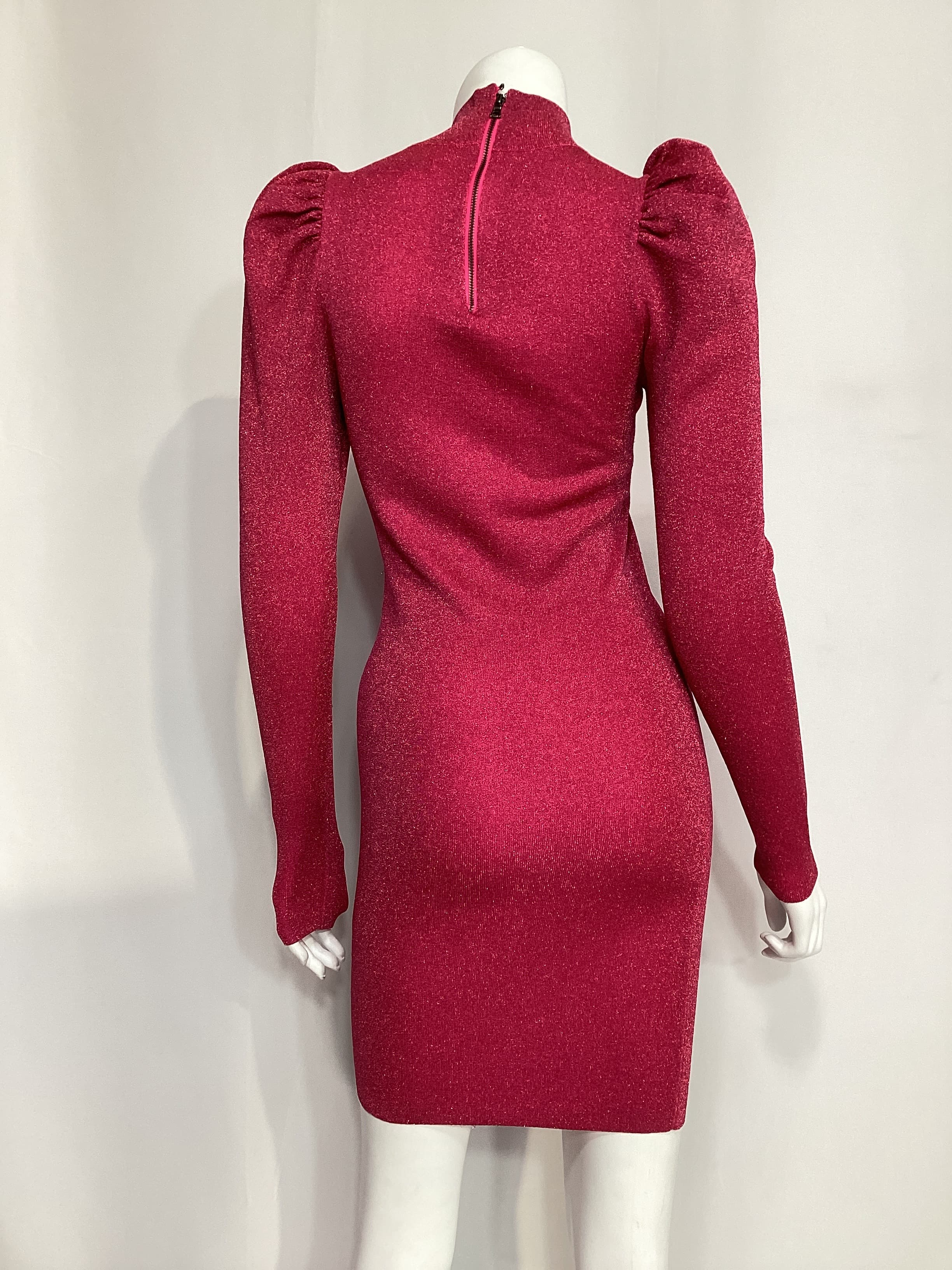 Issa Turtleneck Puff Sleeve Dress In Wild Pink Metallic - Image 4