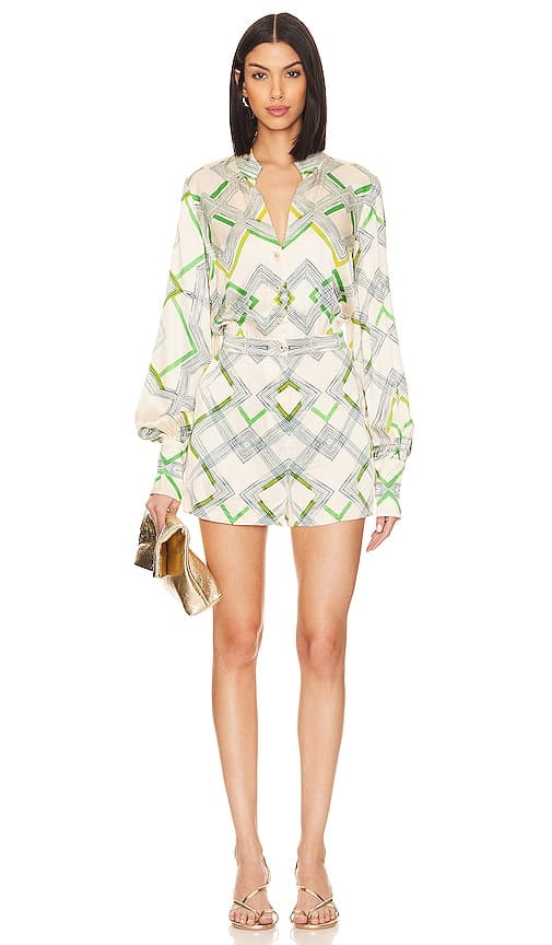 Ramsey Romper In Linear Cream - Image 1