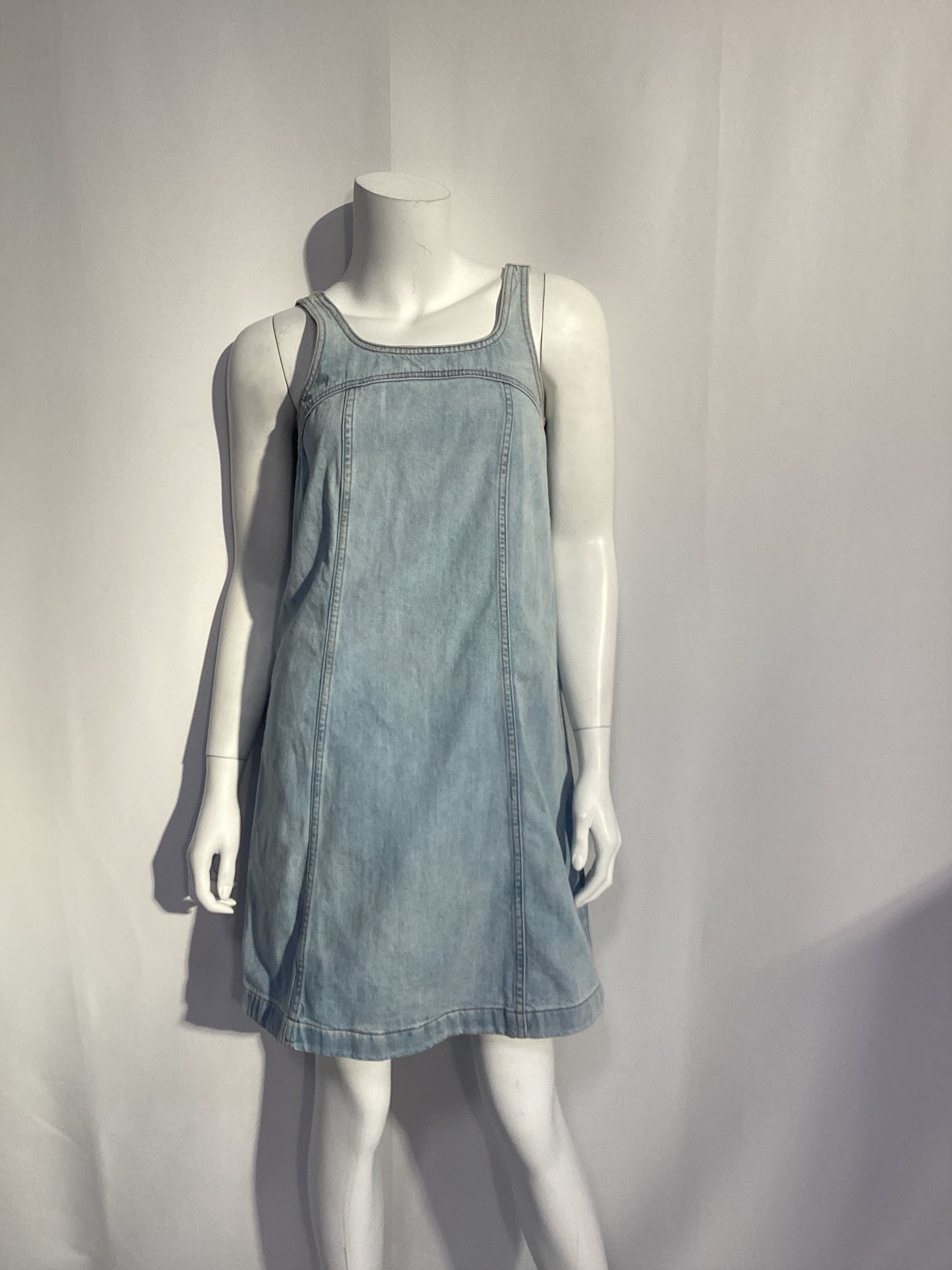 Denim A Line Sleeveless Mini Dress - Image 2