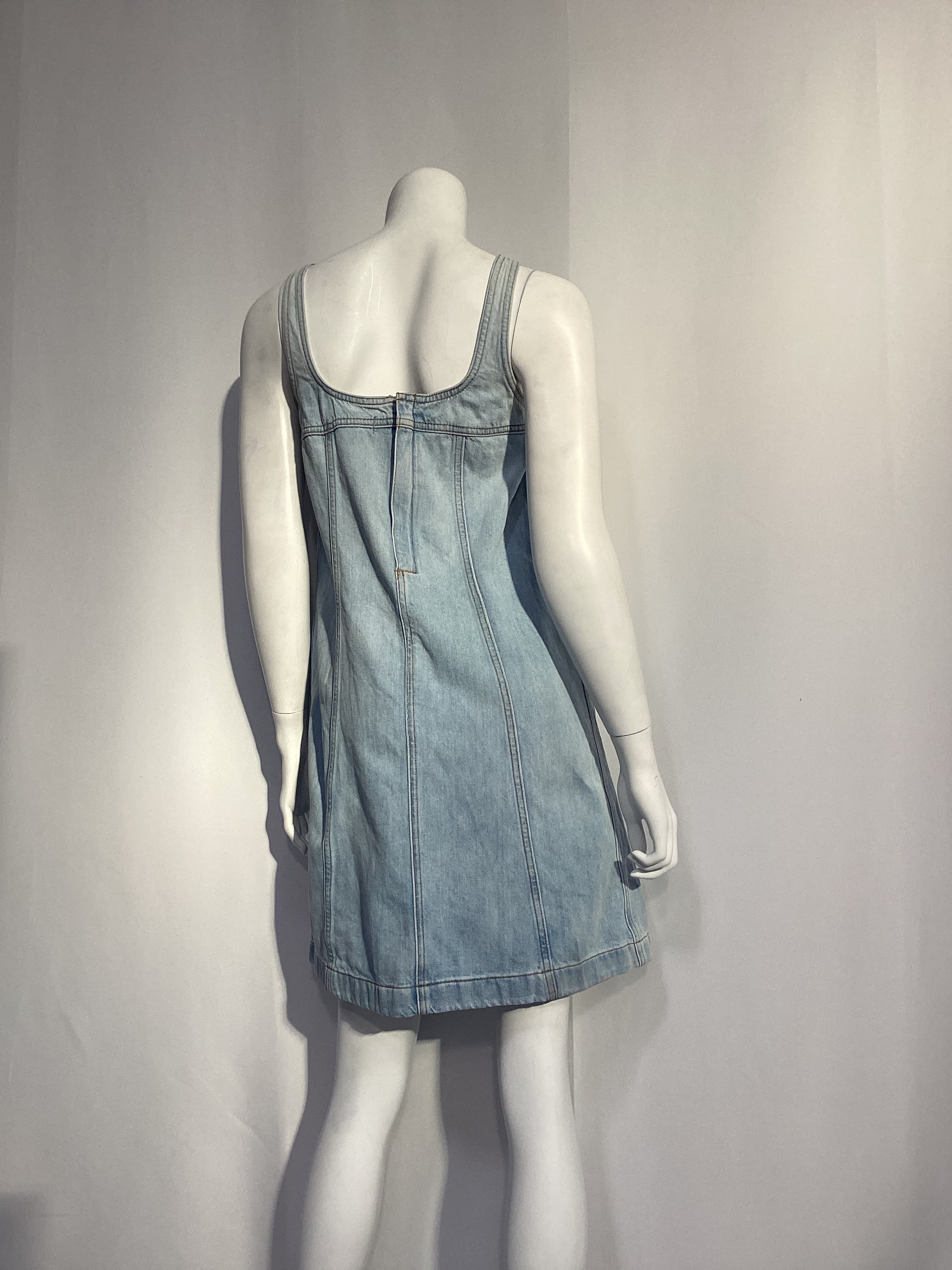 Denim A Line Sleeveless Mini Dress - Image 3