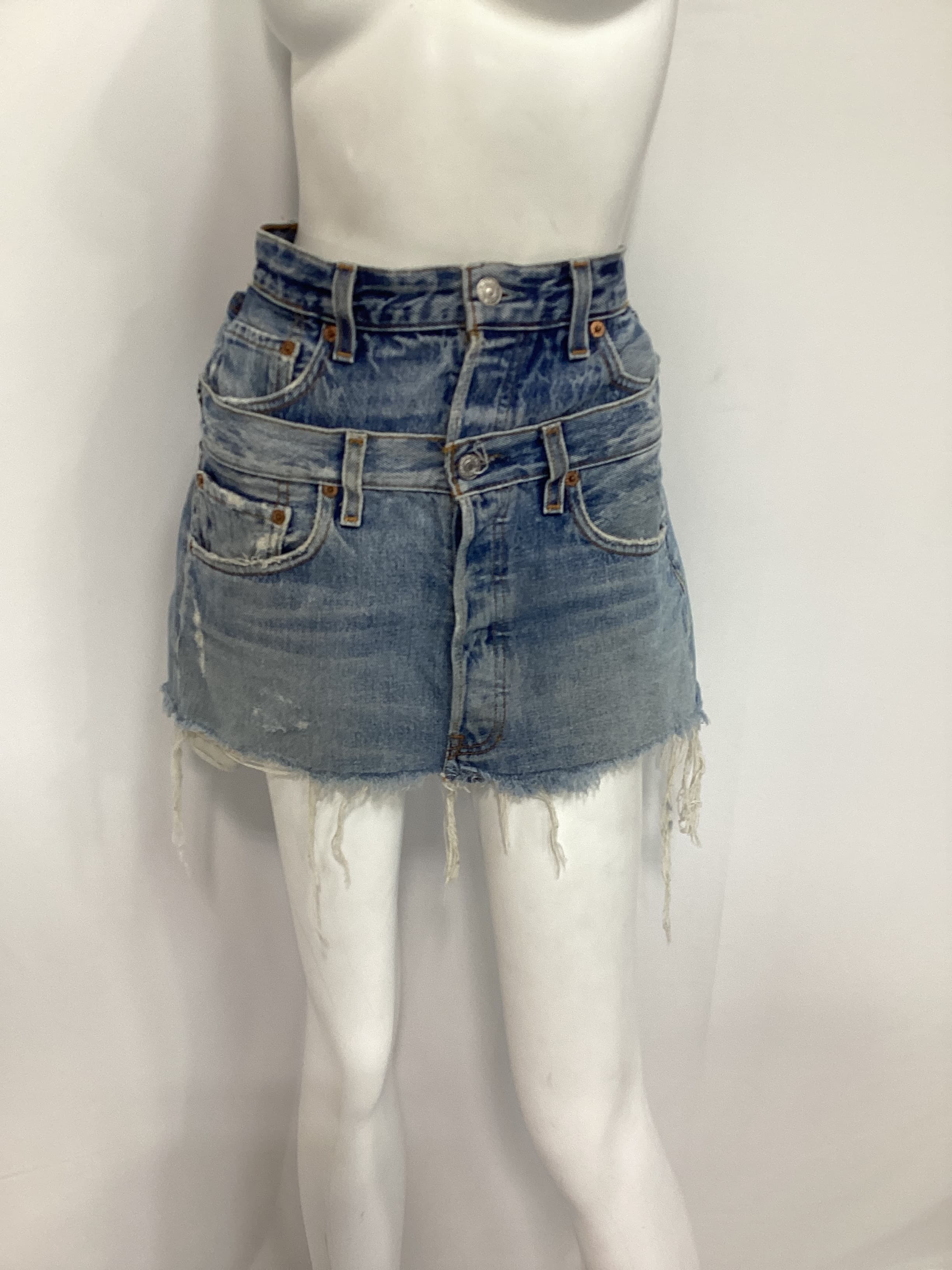 Reinvented Double Skirt In Multi Denim - Image 2