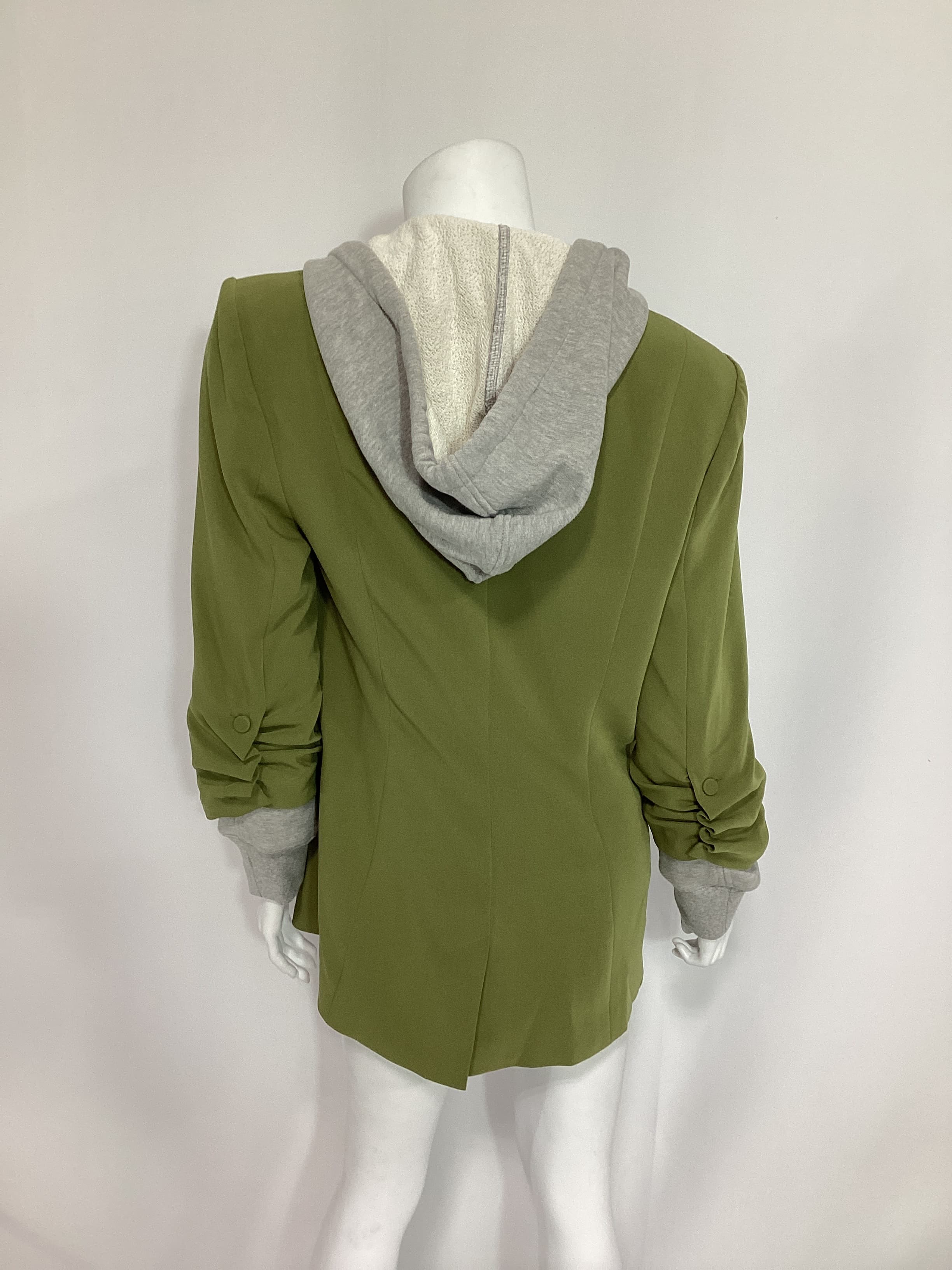 Khloe Hooded Jacket In Olive Green & Heather Grey - Image 4