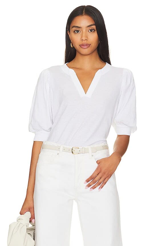 Lou Peasant Top In White - Image 1