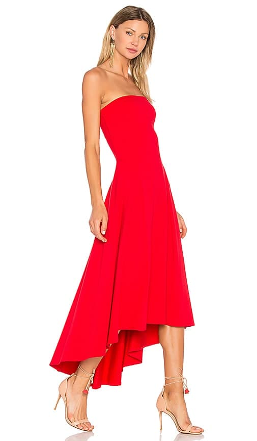 Strapless Hi Low Dress In Perfect Red - Image 1