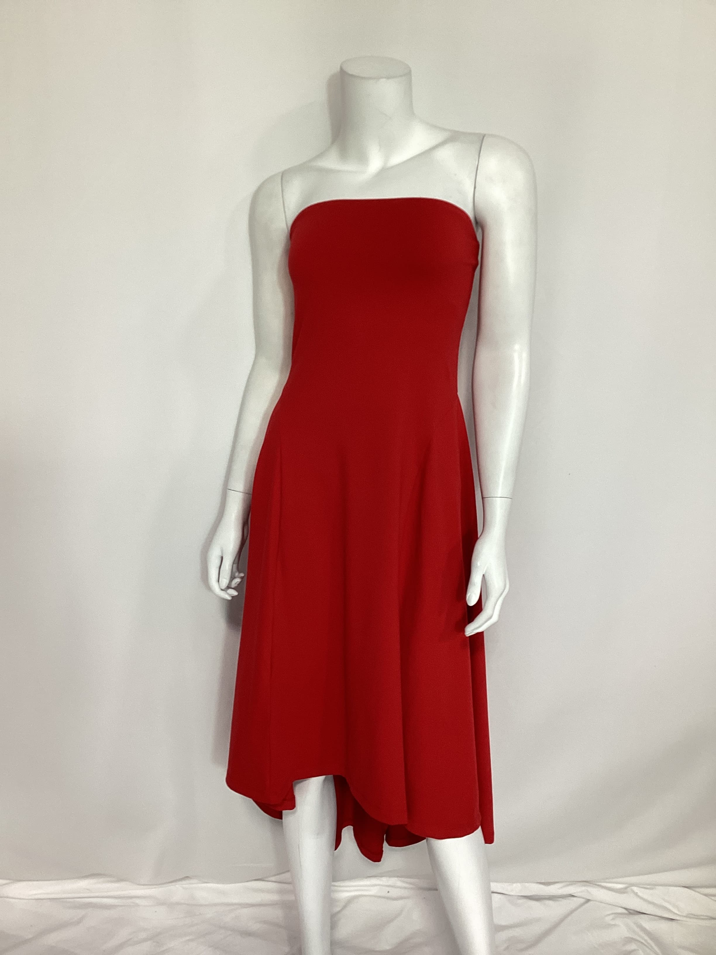 Strapless Hi Low Dress In Perfect Red - Image 2