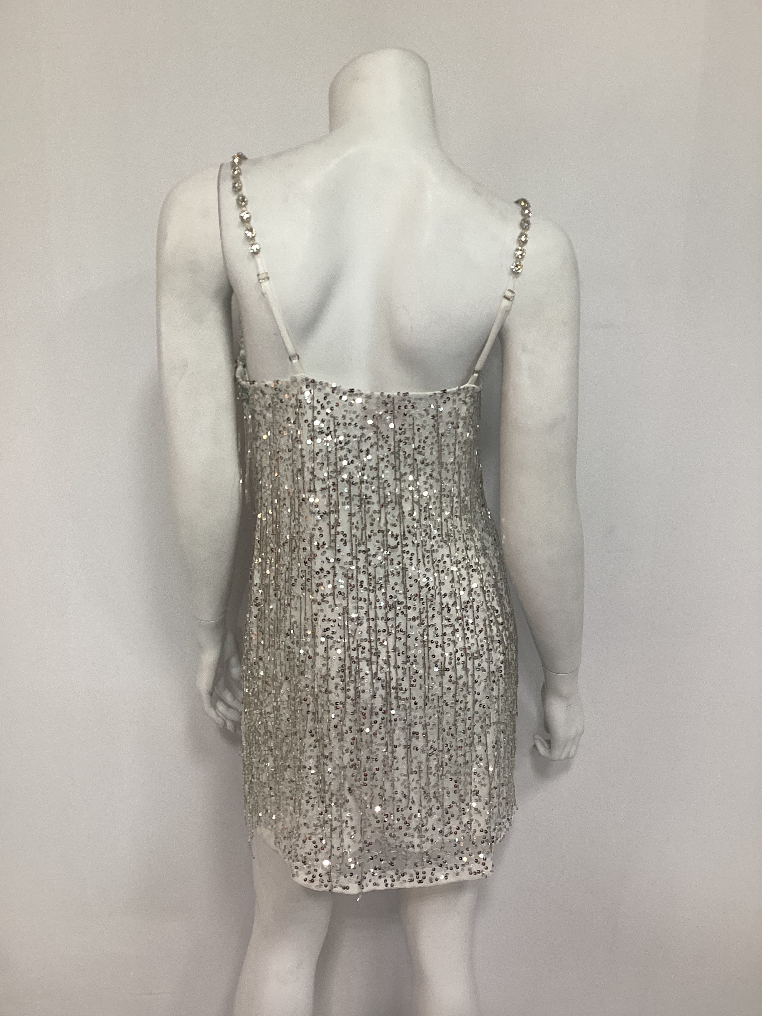 Sparks Fly Mini Dress In Silver Beaded - Image 2