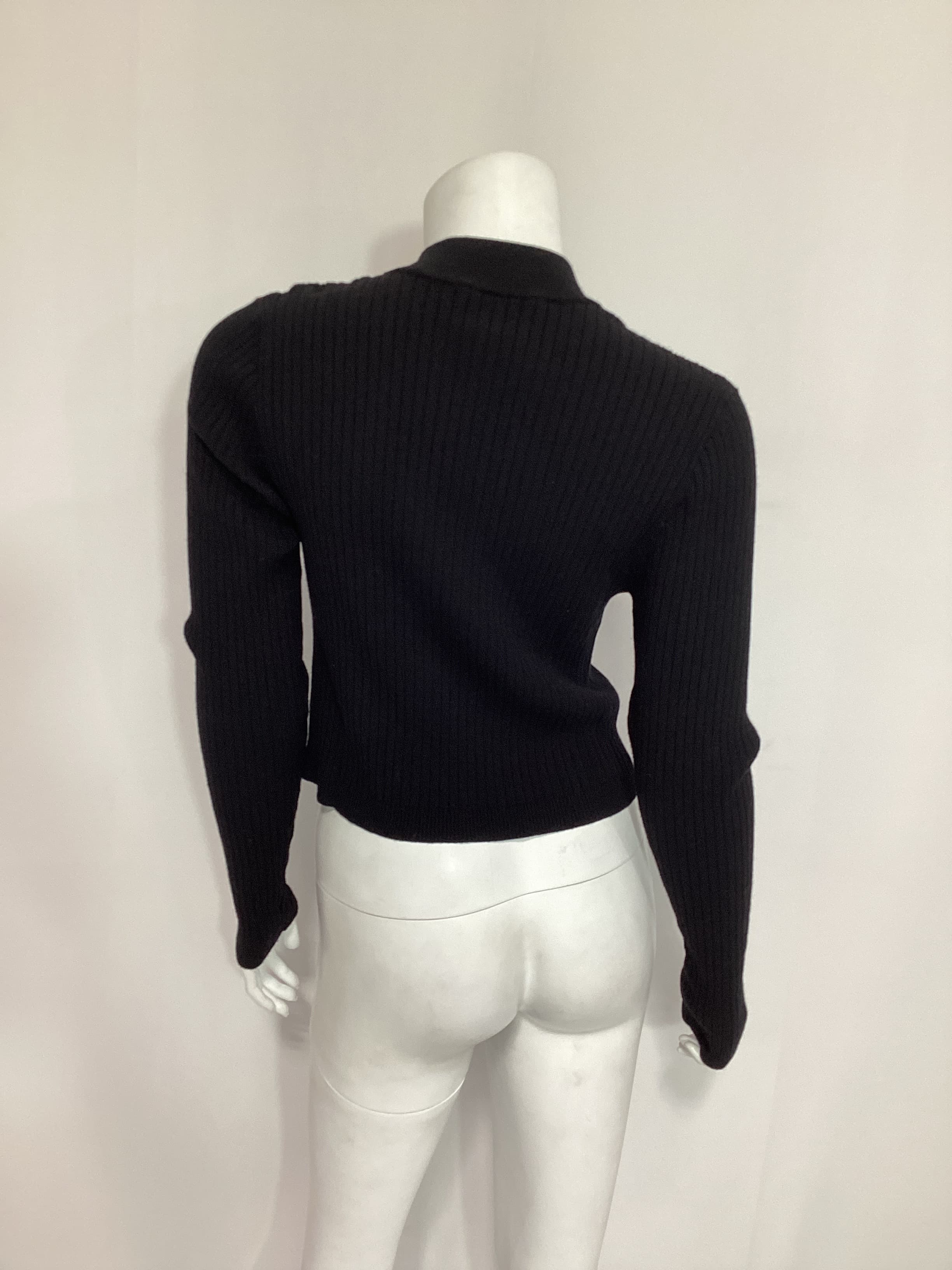 Charlie Zip Sweater In Black Rib Knit - Image 2