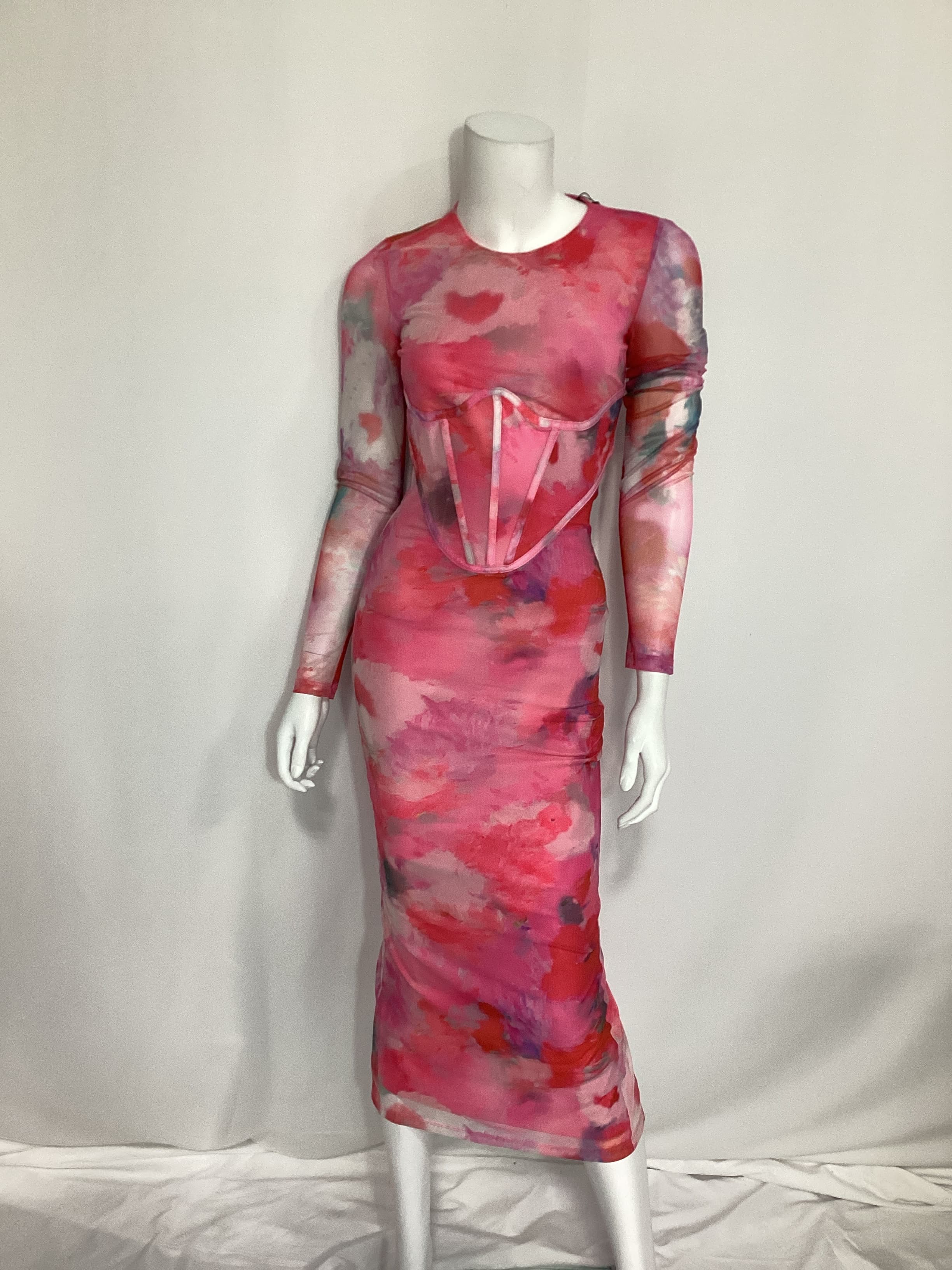 Lena Mesh Midi Dress In Wildflower - Image 3