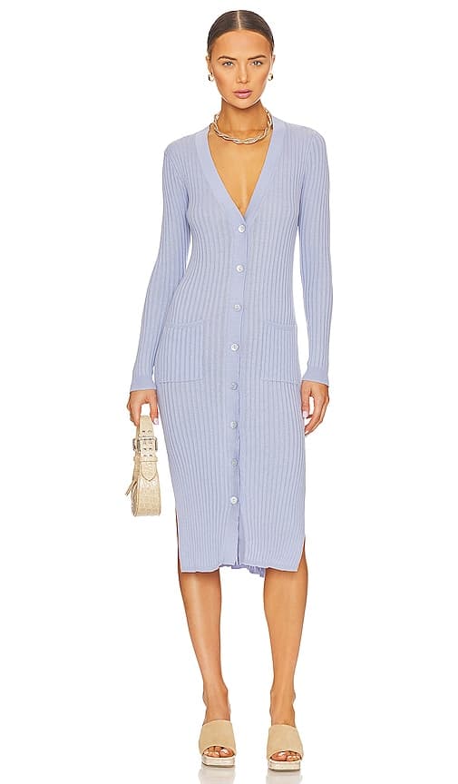 Rib Maxi Cardigan In Very Peri - Image 1