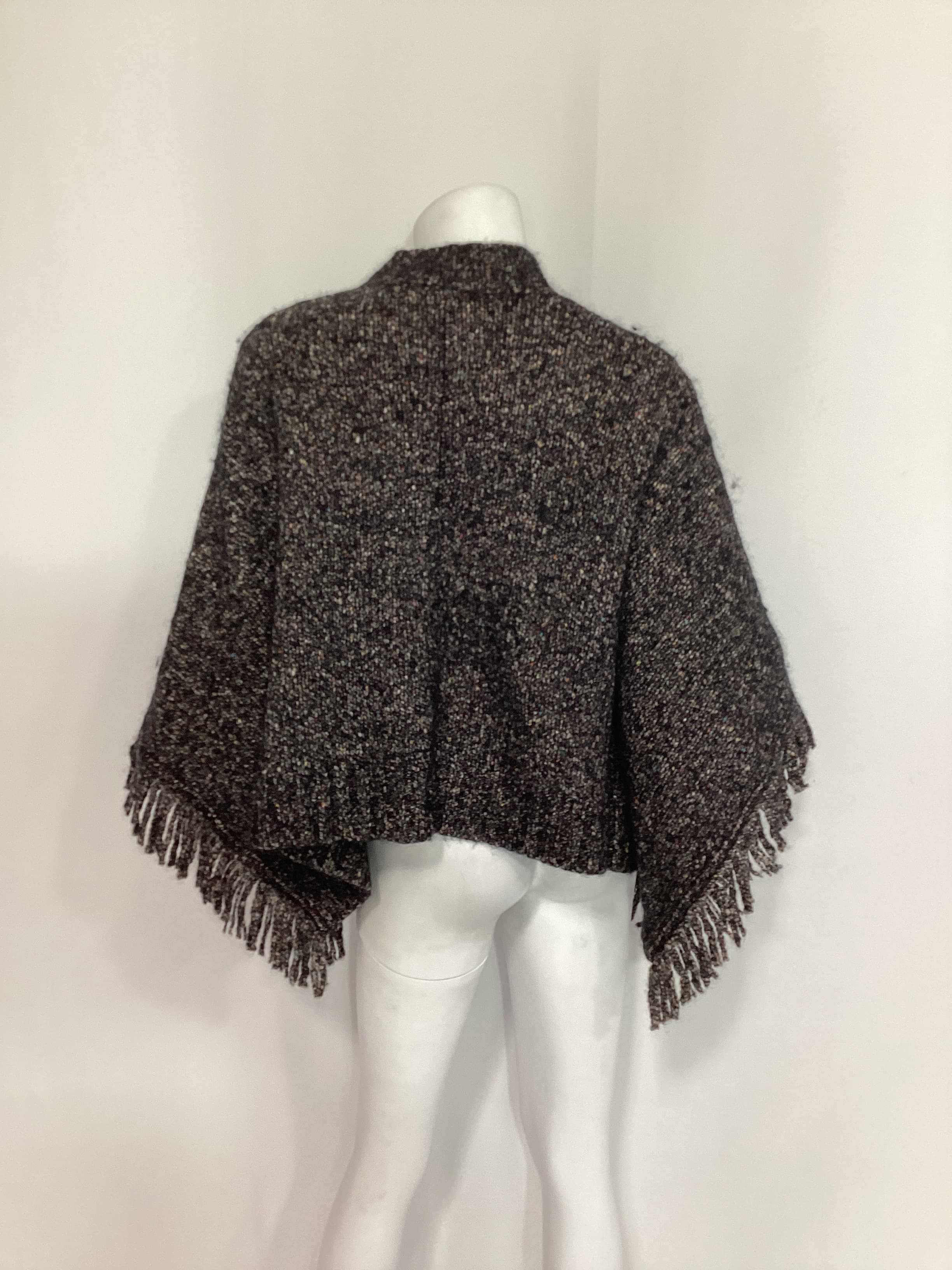 Tweed Fringed Poncho In Constellation - Image 2