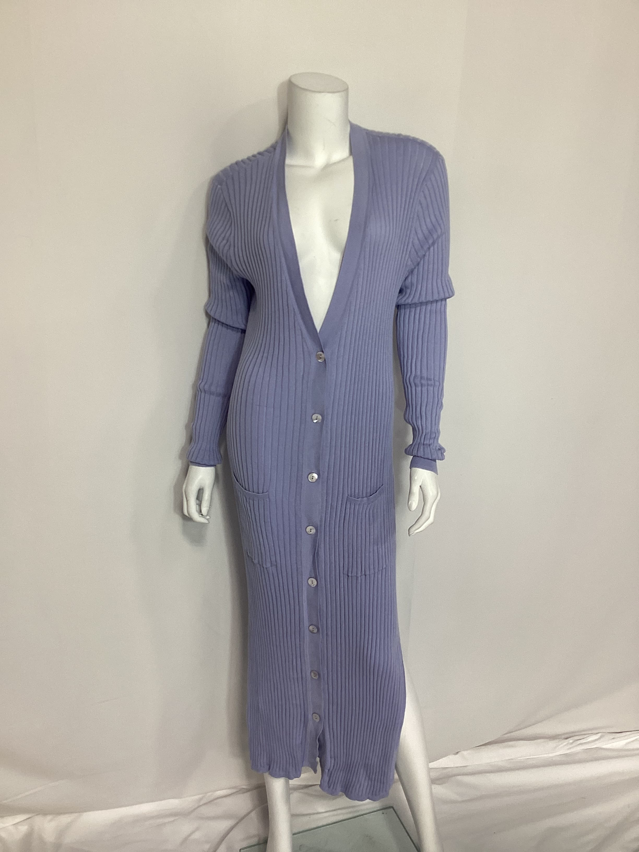 Rib Maxi Cardigan In Very Peri - Image 3