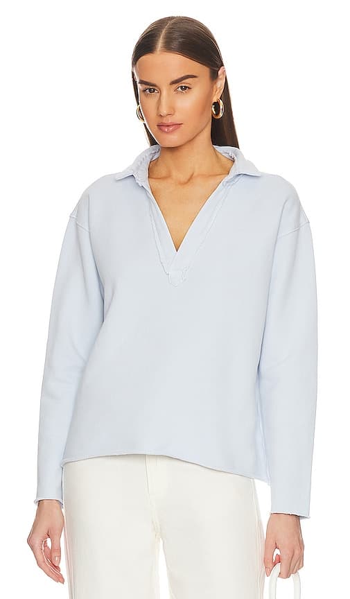 Popover Henley In Shirting Blue - Image 1