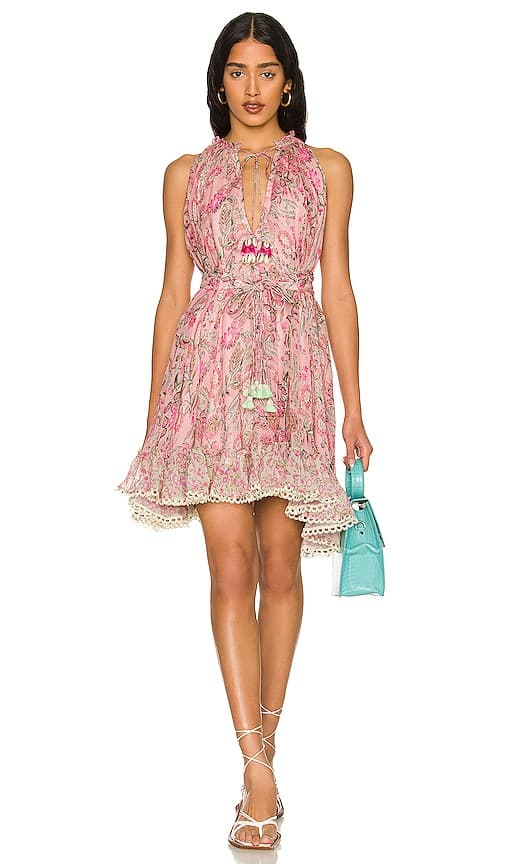 Nora Belted Mini Dress In Rose Pink - Image 1