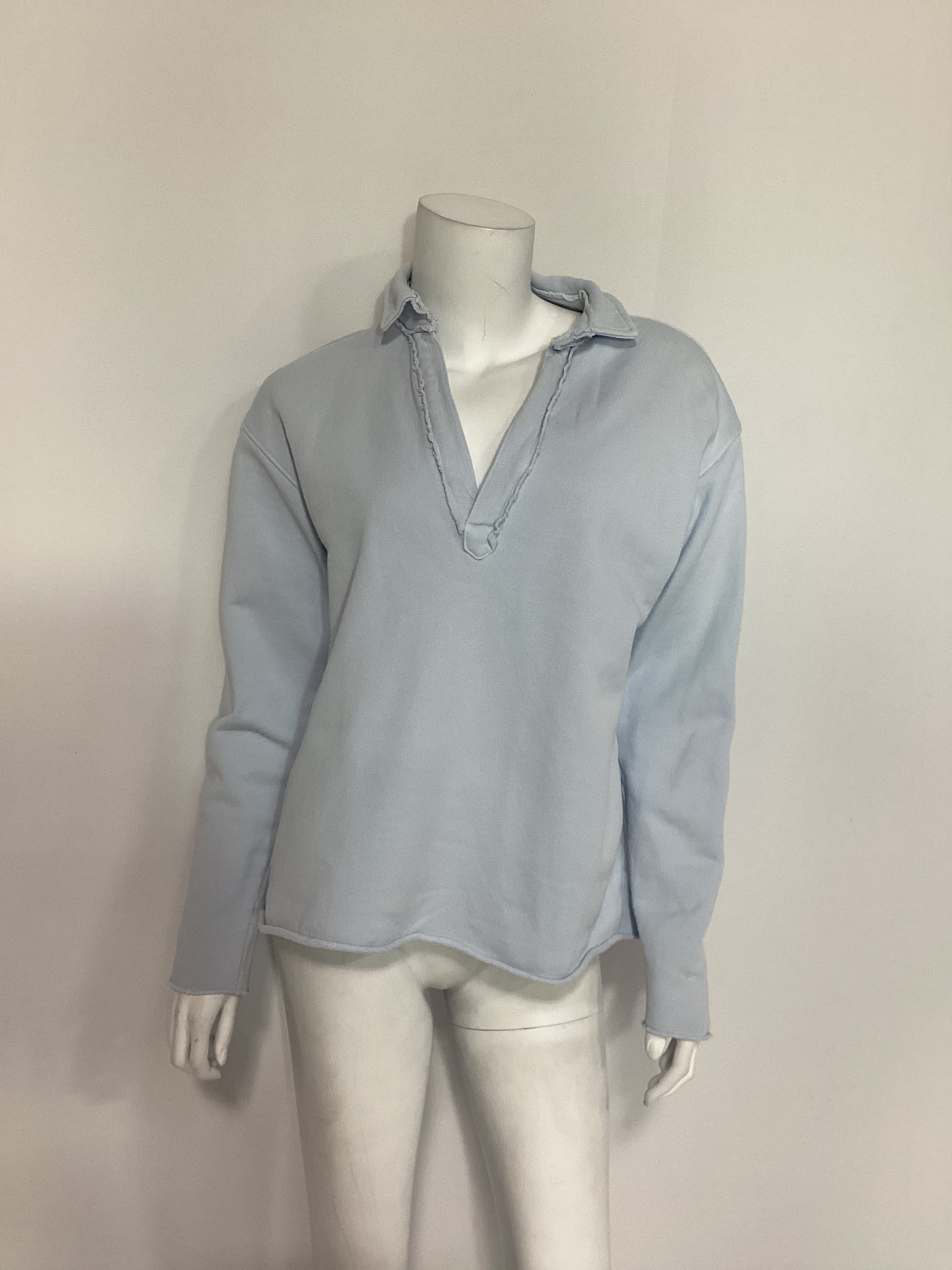 Popover Henley In Shirting Blue - Image 2