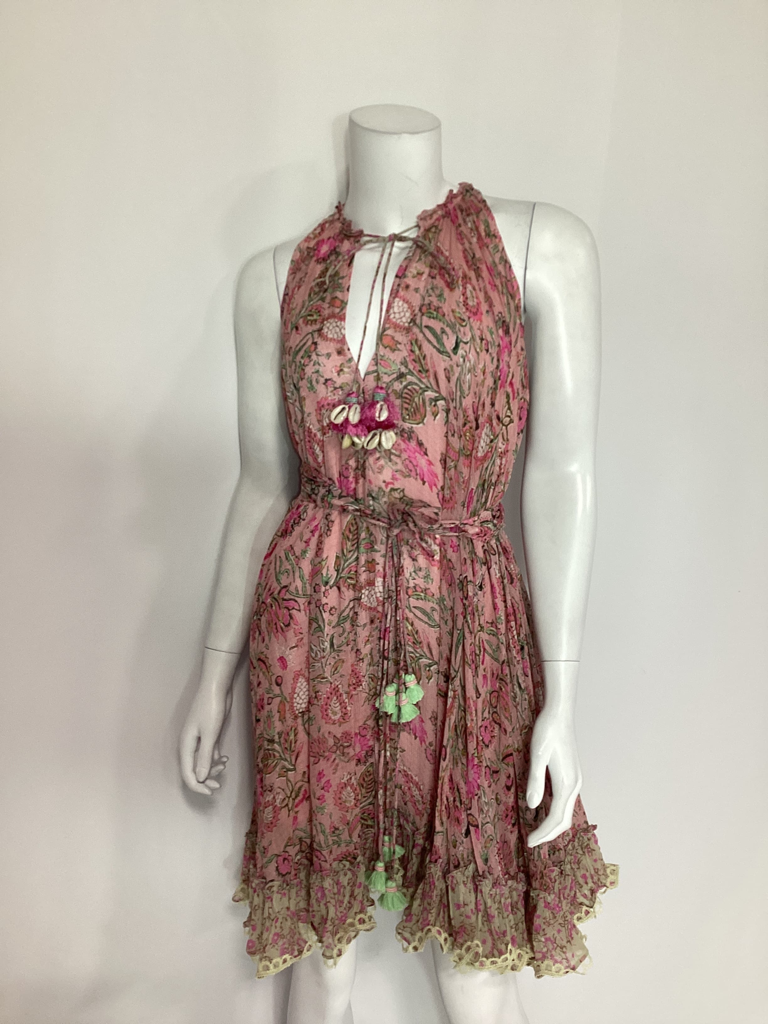 Nora Belted Mini Dress In Rose Pink - Image 3