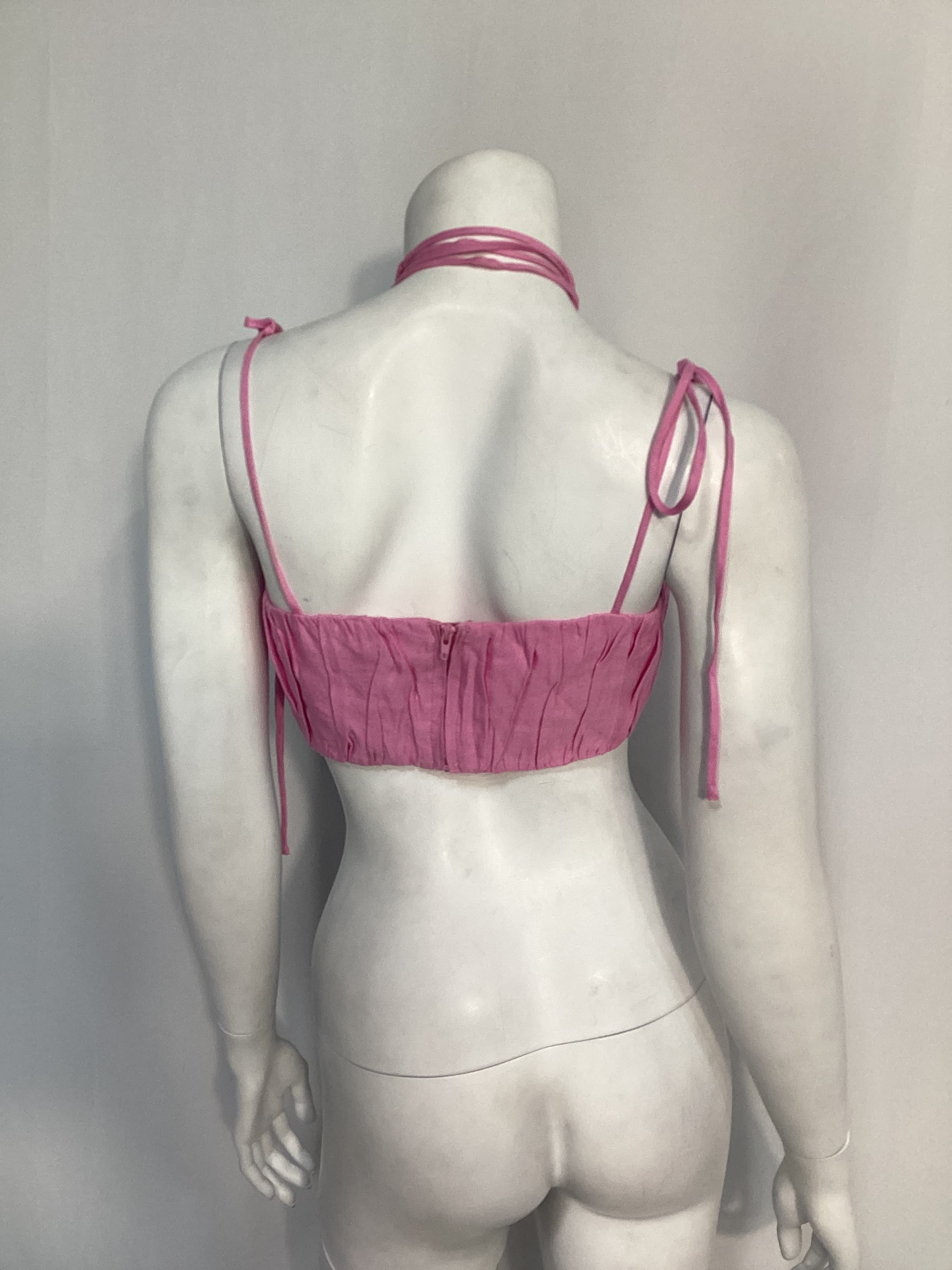 Joan Crop Top In Bubble Gum Pink - Image 2